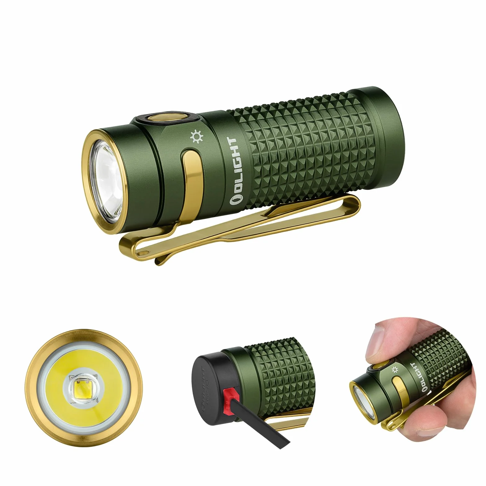 OLIGHT Baton 4 latarka LED o dużej mocy 1300 lumenów 170 m wodoodporna mini latarka na kemping awaryjne podróże zielona