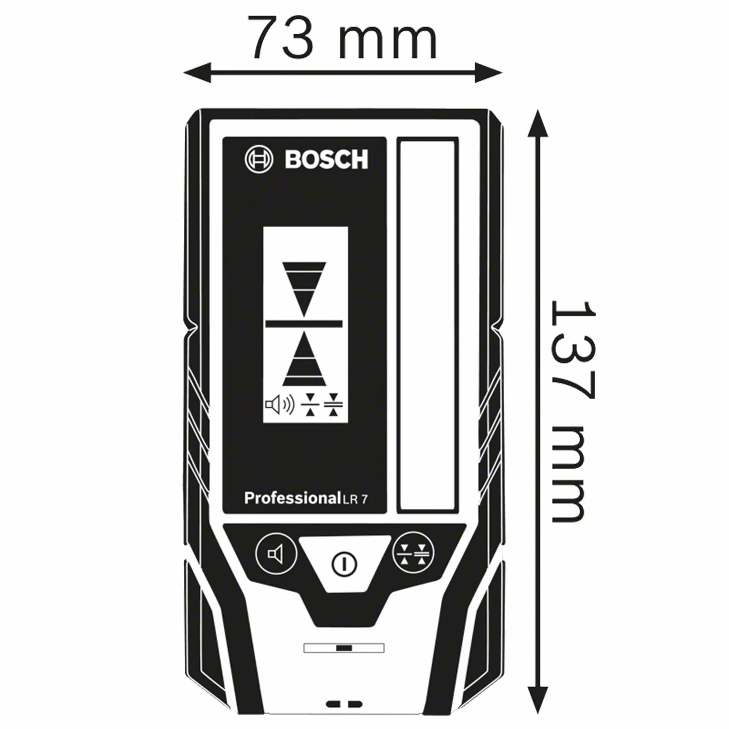 Bosch Professional Odbiornik laserowy LR 7 (czerwona i zielona wiązka, 2 baterie 1,5 V AAA, zakres pracy: 5–50 m, pokrowiec)