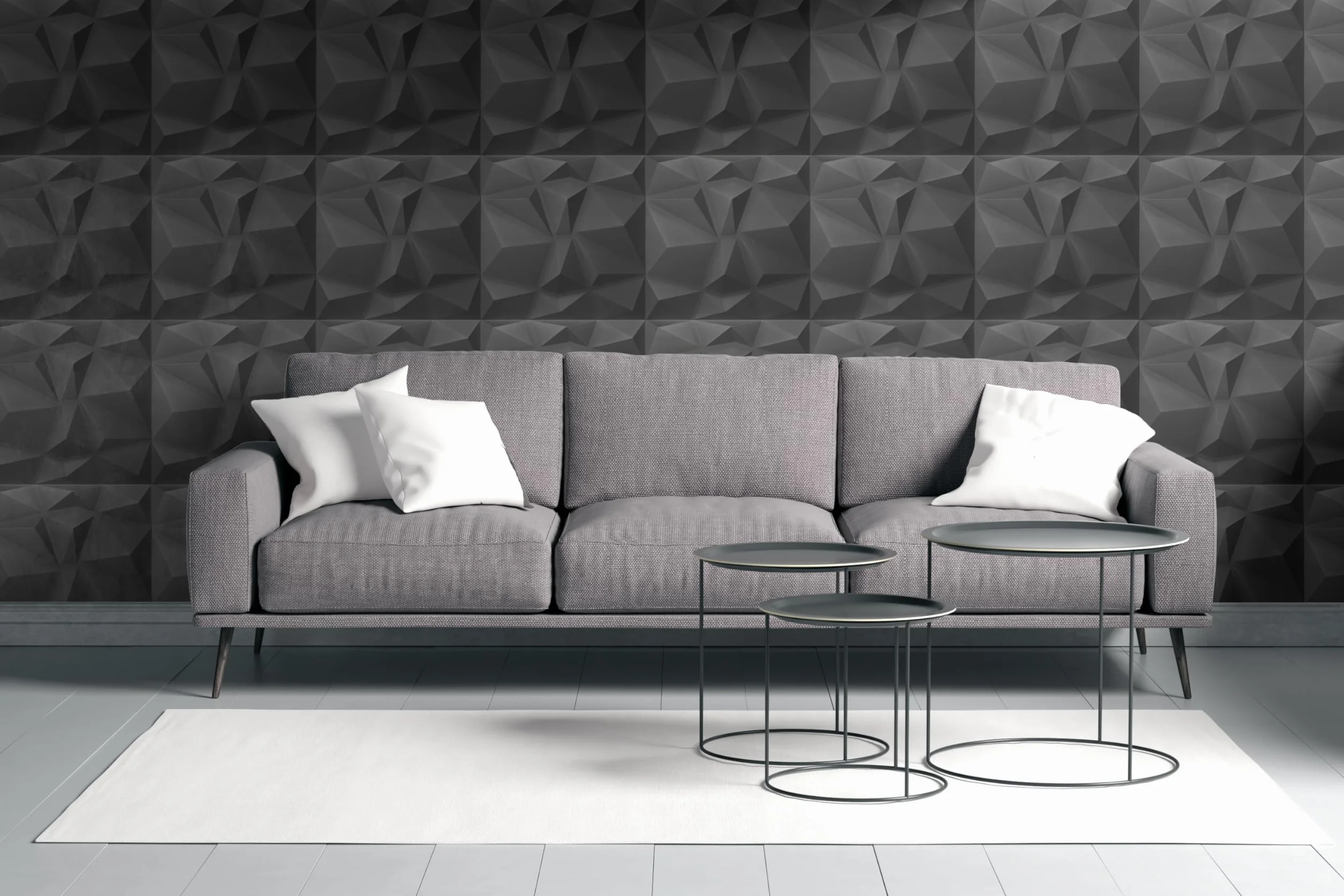 Panele ścienne 3D 50x50 cm EPS czarne 12 m² 48 sztuk wzór rombowy