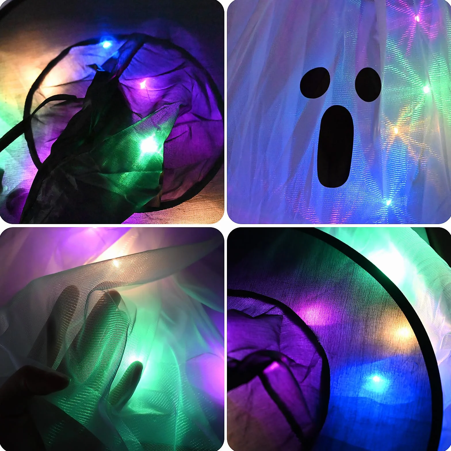 Halloween wiszące dekoracje świecący kapelusz ducha LED