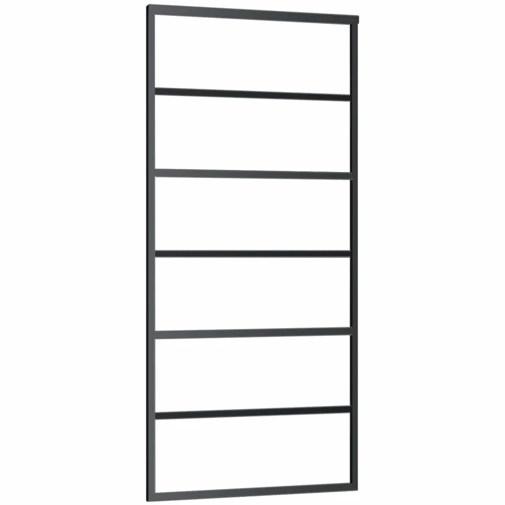 vidaXL Drzwi przesuwne z osprzętem, szkło ESG i aluminium, 90x205 cm