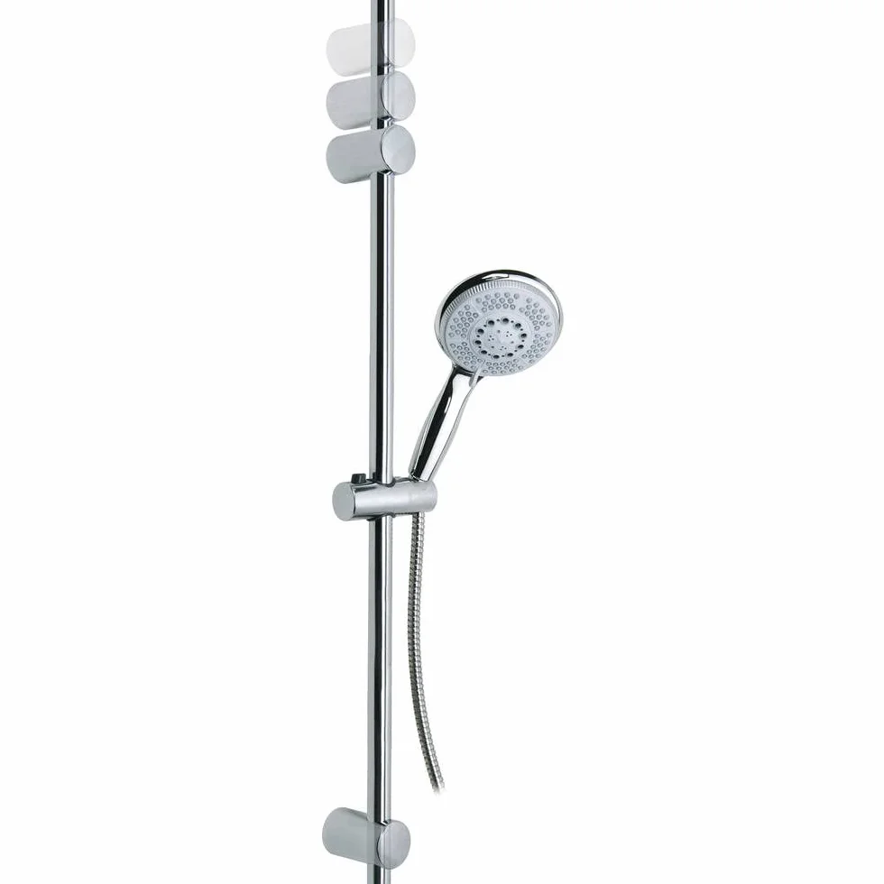 tesa SPAA zestaw prysznicowy: drążek, wąż, słuchawka pod prysznic – samoprzylepna armatura prysznicowa – bez wiercenia – chromowany metal – 90 cm