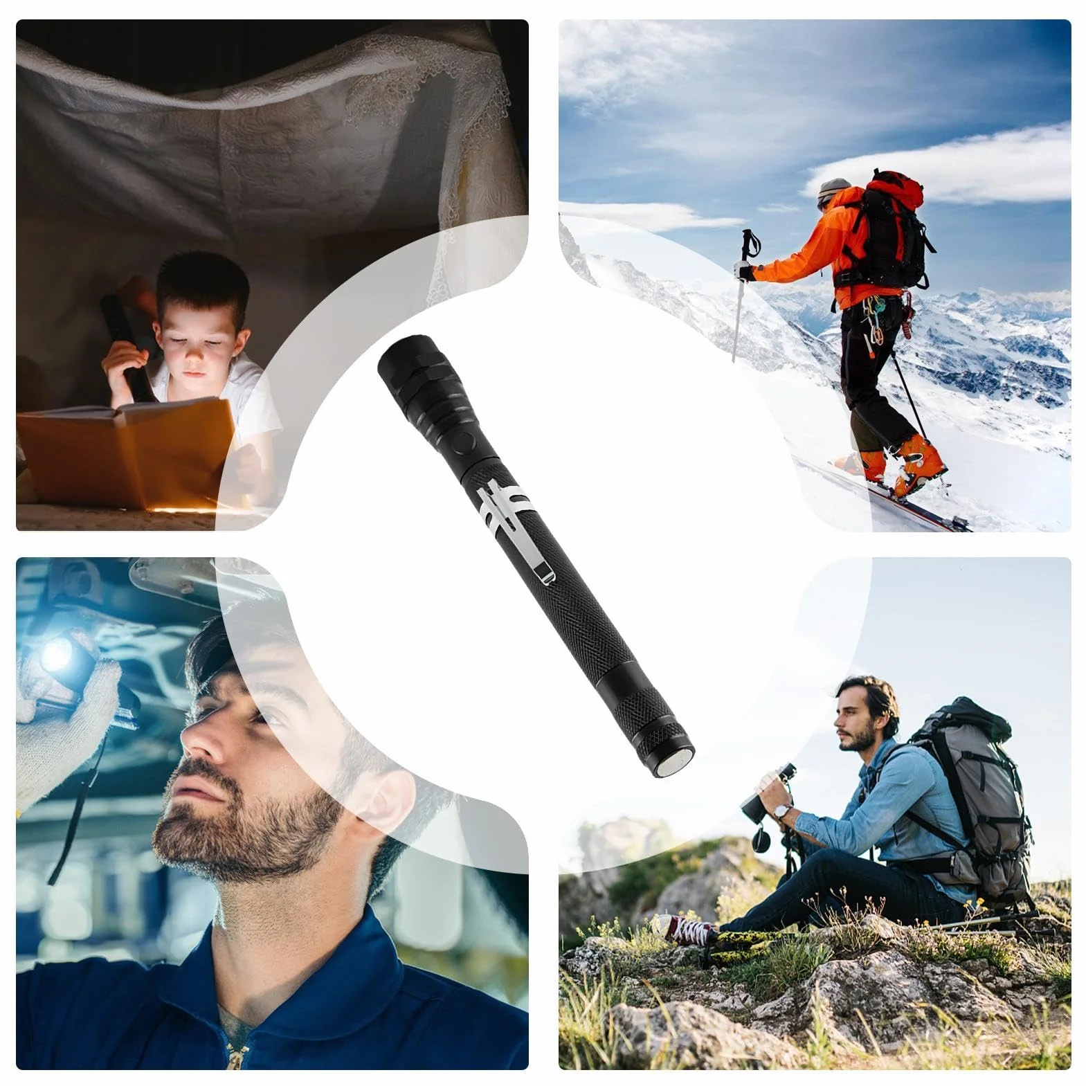 Magnetic LED Work Light | Telescoping Flashlight With Magnet | Portable Magnetic Pickup Light | LED Inspection Light | Flexible LED Light Tool Ergonomic Grip For A Variety Of Uses