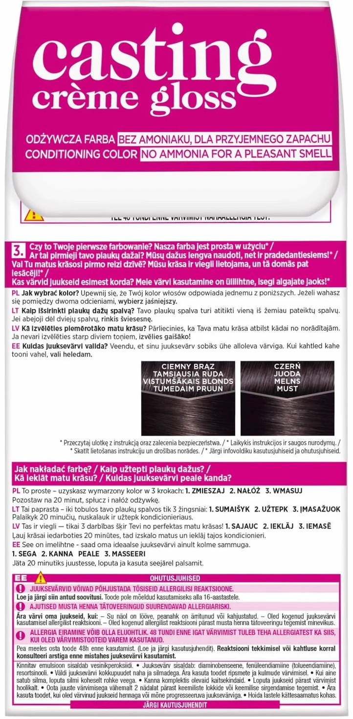 L'Oréal Paris Casting Crème Gloss 200 farba do włosów - Hebanowa Czerń
