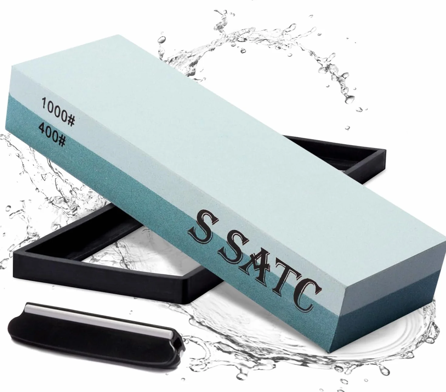 SATC Osełka premium, 400, 1000 ziarnistość, szybka i precyzyjna renowacja krawędzi, kamień do ostrzenia, łatwe ostrzenie noży kuchennych z uchwytem i kątem kierowania