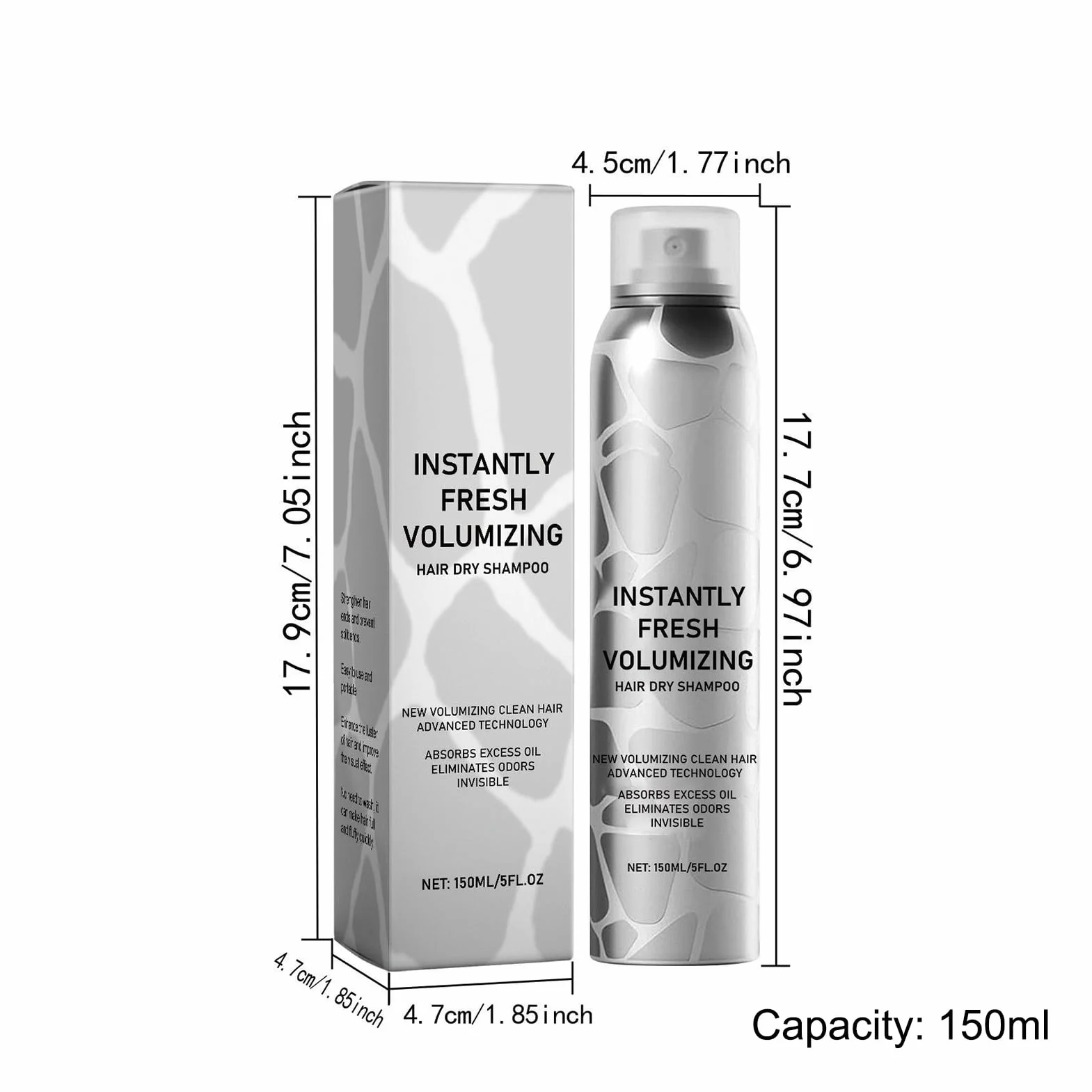 F-resh natychmiastowy szampon zwi?kszaj?cy obj?to??, bez sp?ukiwania, szampon podró?ny, suchy szampon, niet?usty, mi?kki, zwi?kszaj?cy wilgo?, 150 ml, na pla??, na kemping