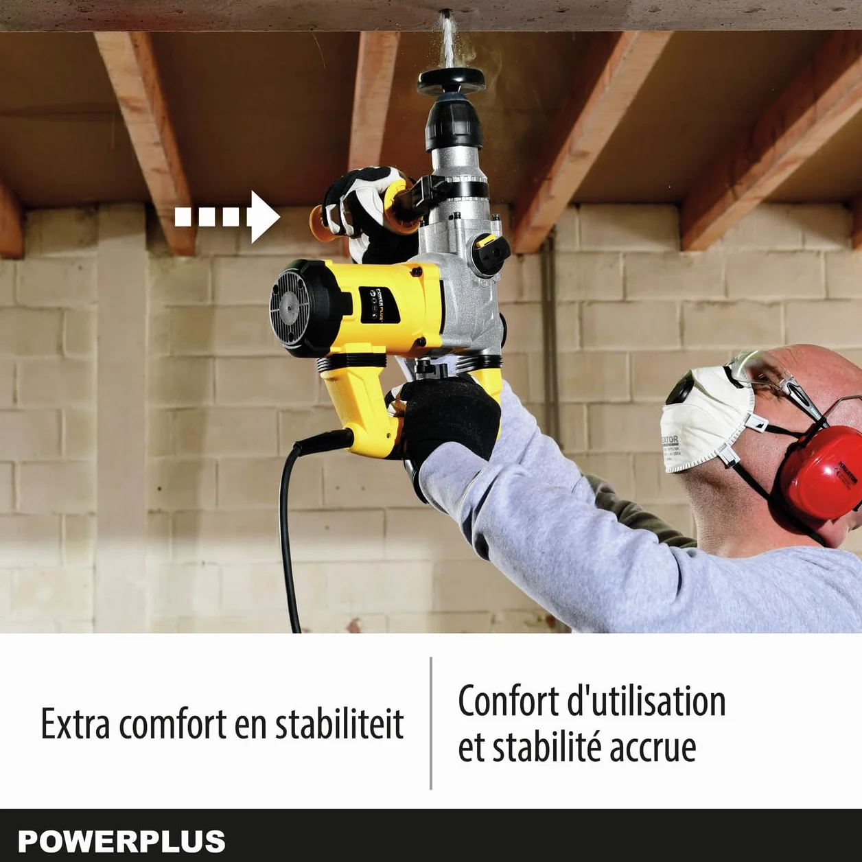 Powerplus POWX1175 wiertarka kombi do wiercenia, dłutowania i młotkowania – wiertło kombi do betonu, muru i drewna, w zestawie z walizką i akcesoriami, takimi jak dłuto i wiertło