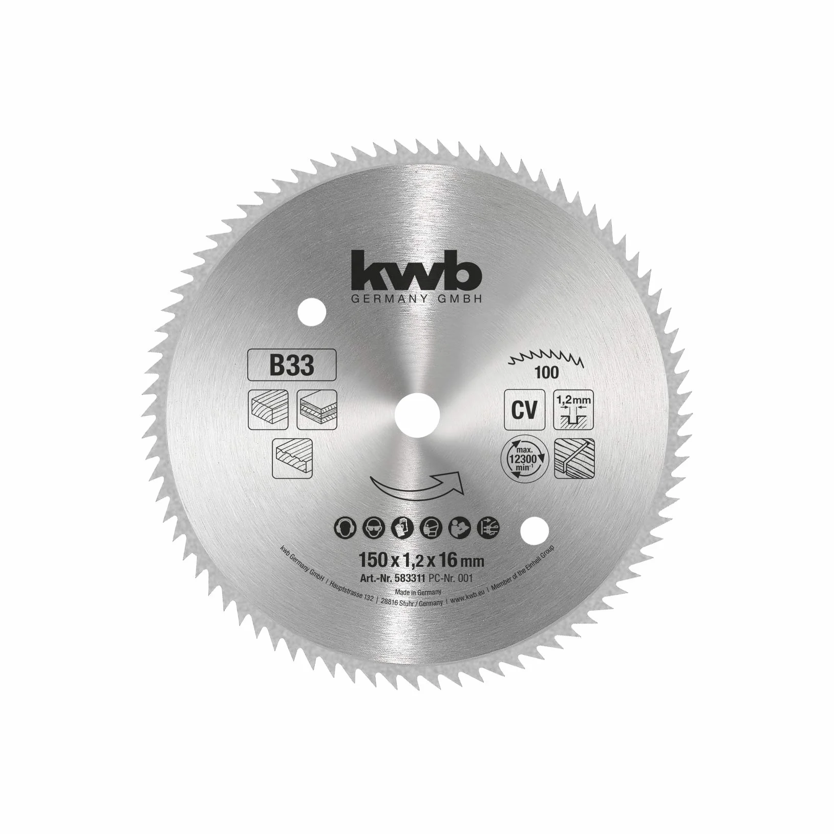 kwb Brzeszczot do piły tarczowej 150 x 16 mm, Made in Germany, bardzo drobne cięcia, brzeszczot nadaje się do paneli drewnianych, profilowanego drewna i miękkiego drewna