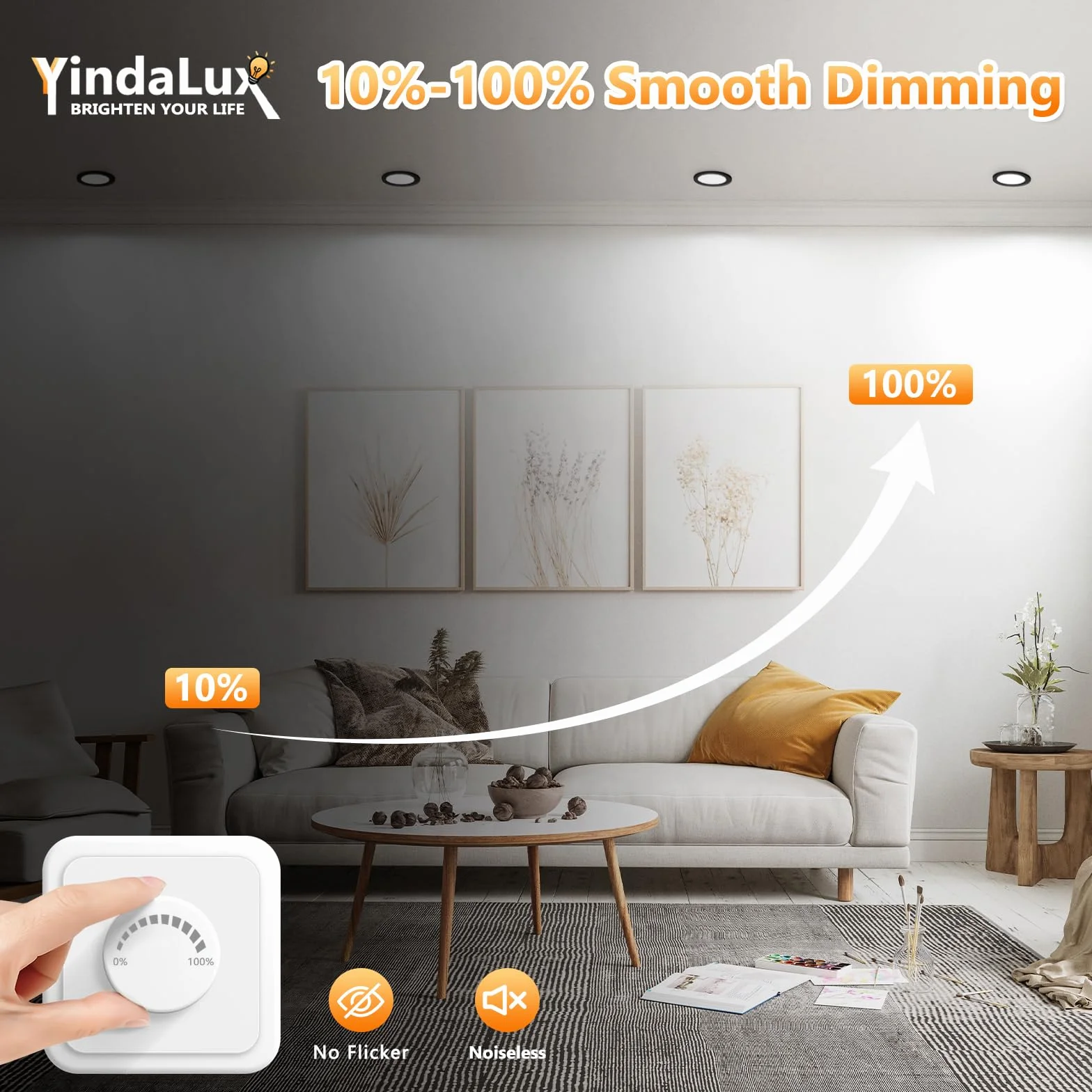YindaLux LED reflektor do zabudowy 230 V ściemniany 5 W 550 lm reflektor sufitowy czarny płaski reflektor LED 230 V 65-75 mm IP44 łazienka reflektor do zabudowy 2700K 4000K 6500K zestaw 12 sztuk