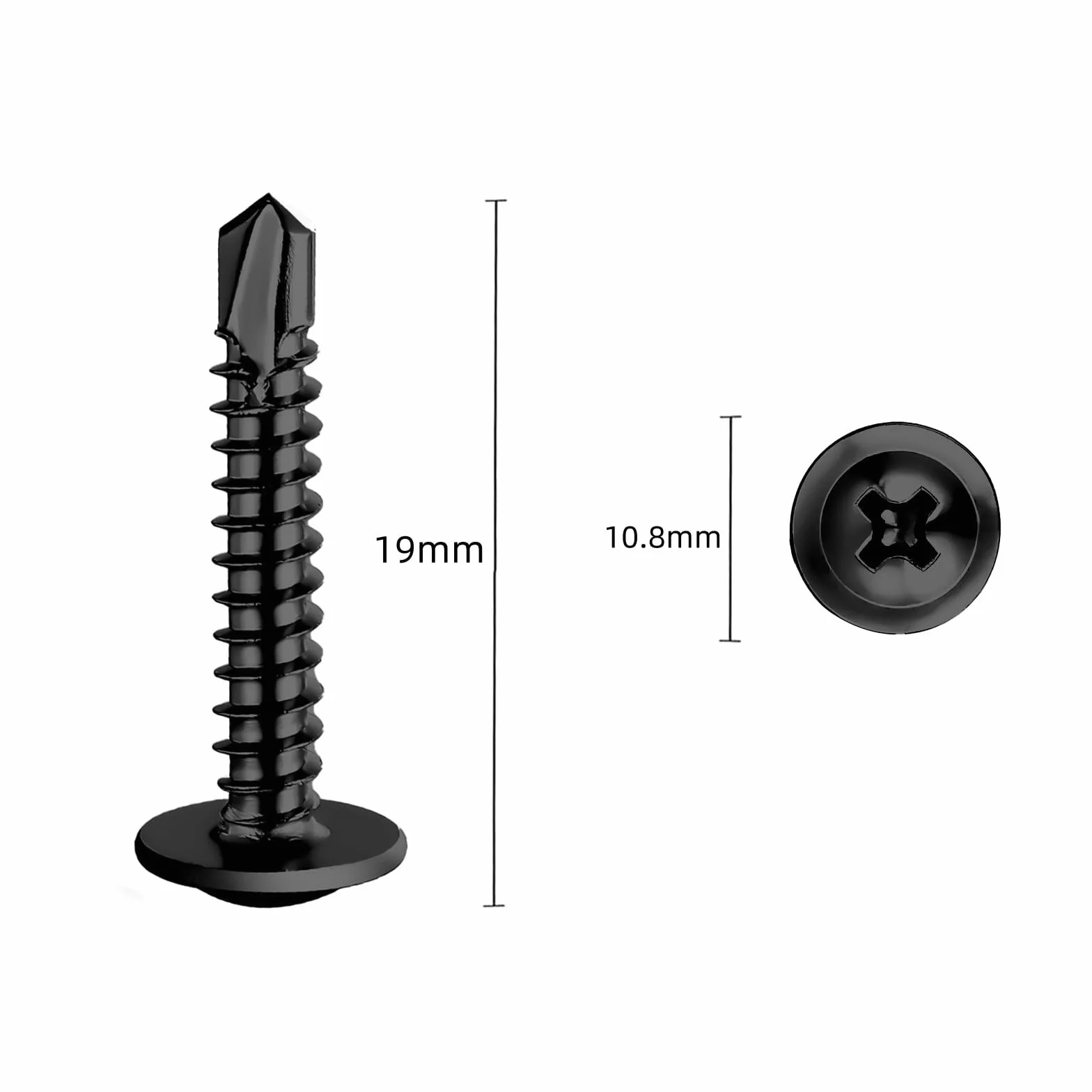 150 sztuk Wkrętów Aamogwintujących M4,2 x 13 mm, Wkręty Samogwintujące, Płaskie, Okrągłe, ze Stali Nierdzewnej 410, M4.2 Wkręty Krzyżowe do Metalu, z Wkrętakiem, do Stali, Blachy
