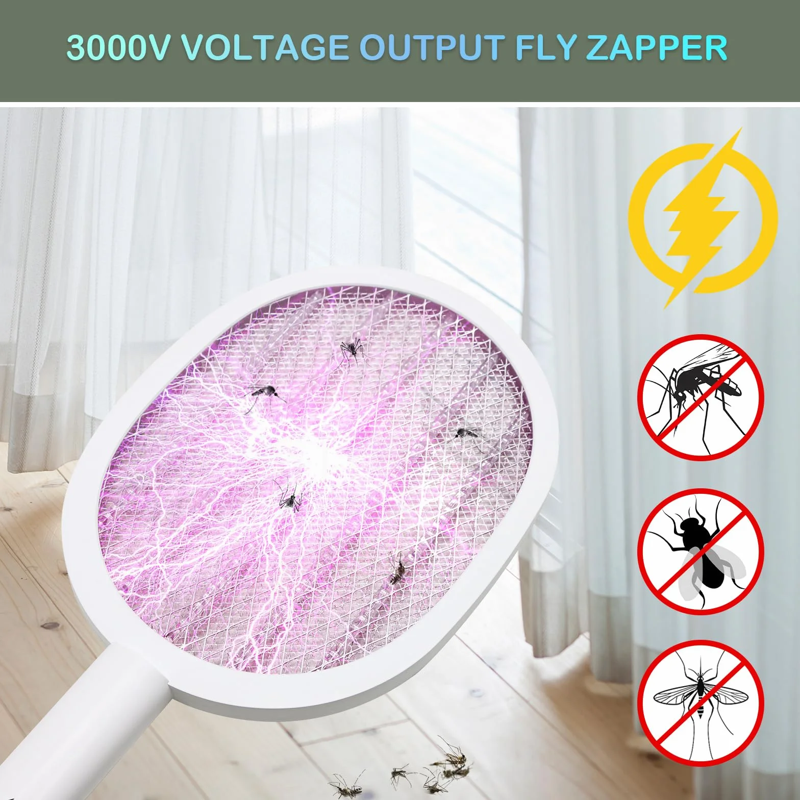 Elektryczna łapka na muchy 3000 V USB LED UV 2 w 1