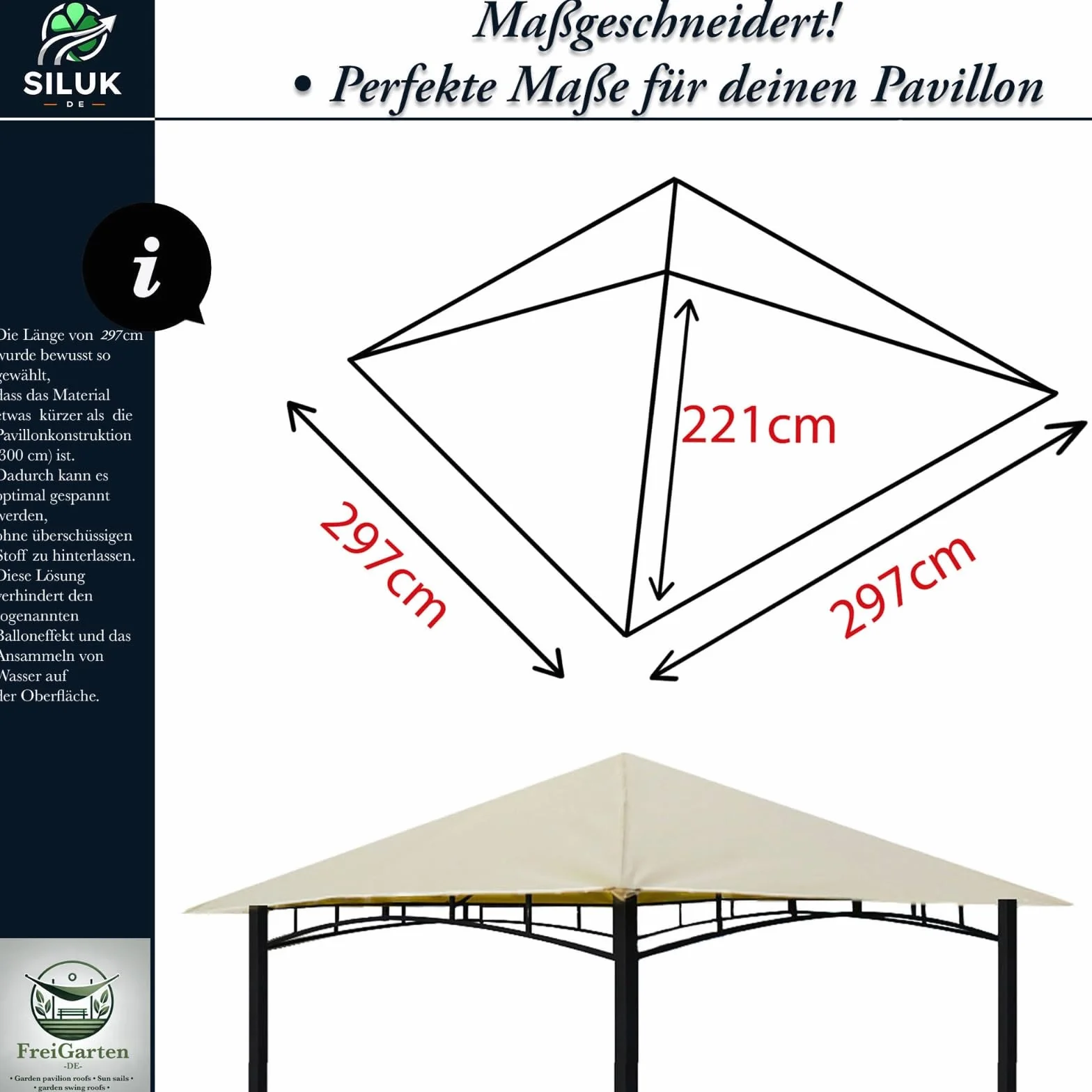 Dach zapasowy do pawilonu, 3 x 3 m, piaskowy, antyczny, wodoszczelny, materiał: Panama PCV Soft 370 g/m², bardzo mocny, model 3 (beżowy)