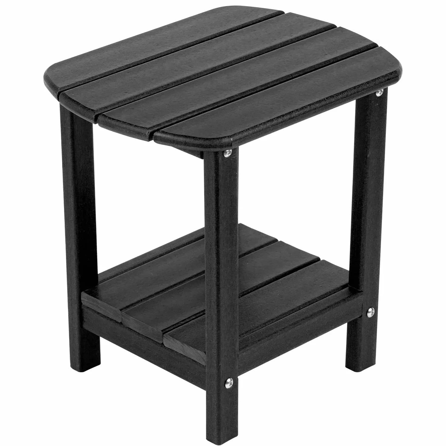 Nalone Adirondack Stolik pomocniczy 16,5" na zewnątrz z tworzywa sztucznego HDPE, podwójny stolik pomocniczy Adirondack mały stolik na patio (czarny)