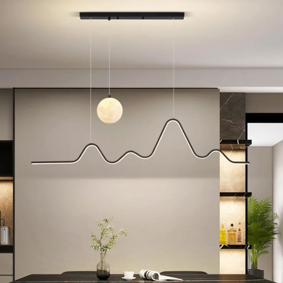 Nordic Lampa wisząca LED Liniowy żyrandol Oprawa aluminiowa Oświetlenie 3000-6000 K Lampa wisząca Kreatywny wystrój domu Możliwość przyciemniania Nowoczesne oświetlenie wewnętrzne