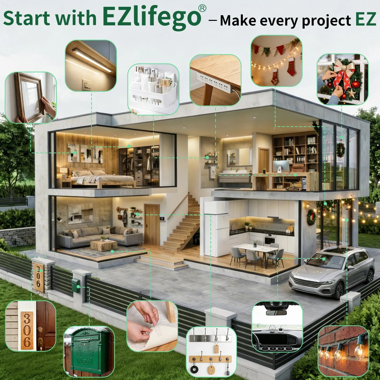 EZlifego dwustronna taśma klejąca Heavy Duty (9,85 stóp), wielofunkcyjna, usuwalna taśma montażowa, przyczepny uchwyt, zmywalna, mocna, samoprzylepna taśma ścienna, przezroczysta taśma plakatowa