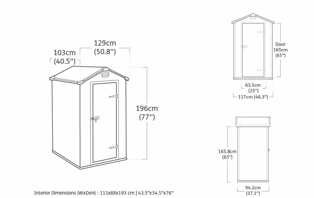 Keter Manor 4x3 Szopa na Narzędzia, 1,8m³, Szary, 103 x 129 x 196 cm