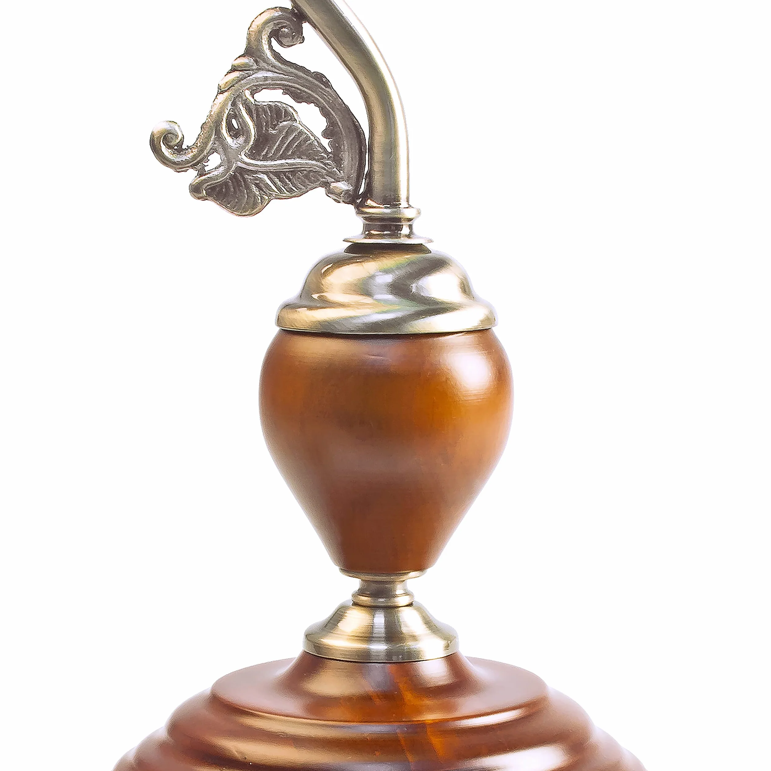 Relaxdays Lampa bankierska drewniana nóżka zielona klasyczna lampa biurkowa – retro lampa stołowa o wyglądzie mosiądzu i łukowate zdobienia z lat 30. – drewno Gals Metal – 26,5 x 43 x 18 cm – E27
