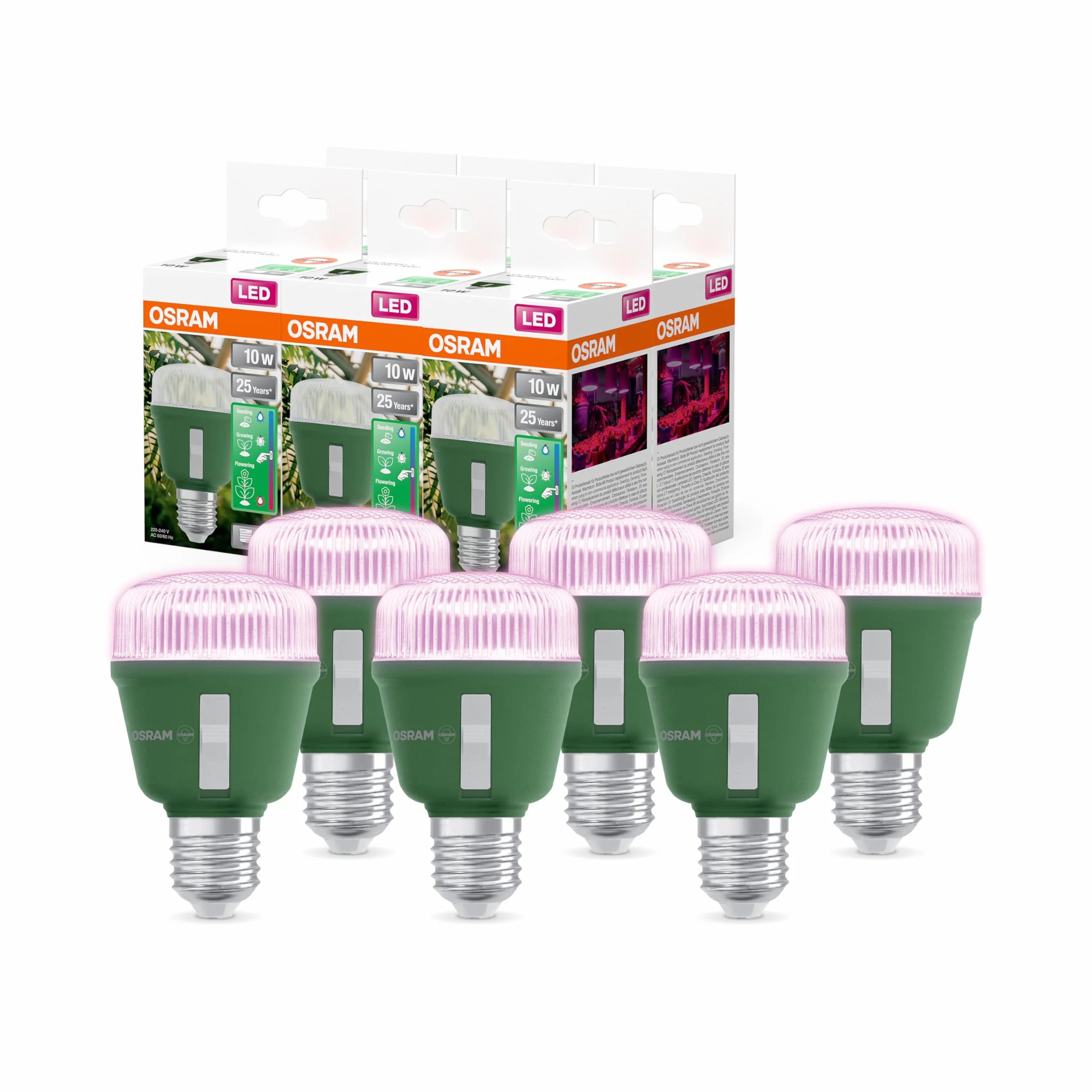 OSRAM LED STAR GROW LAMP T 60, lampa LED, przezroczysta, 10 W, 330 lm, 25000 h, CRI 80,6-Pack