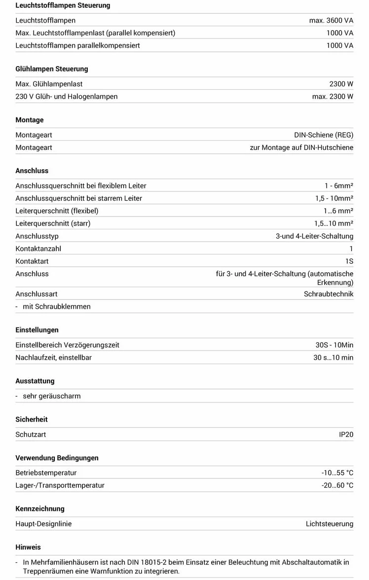 Hager HAGEMN001 EMN001 wyłącznik czasowy na schody, VE 0,5-10 min, 230 V