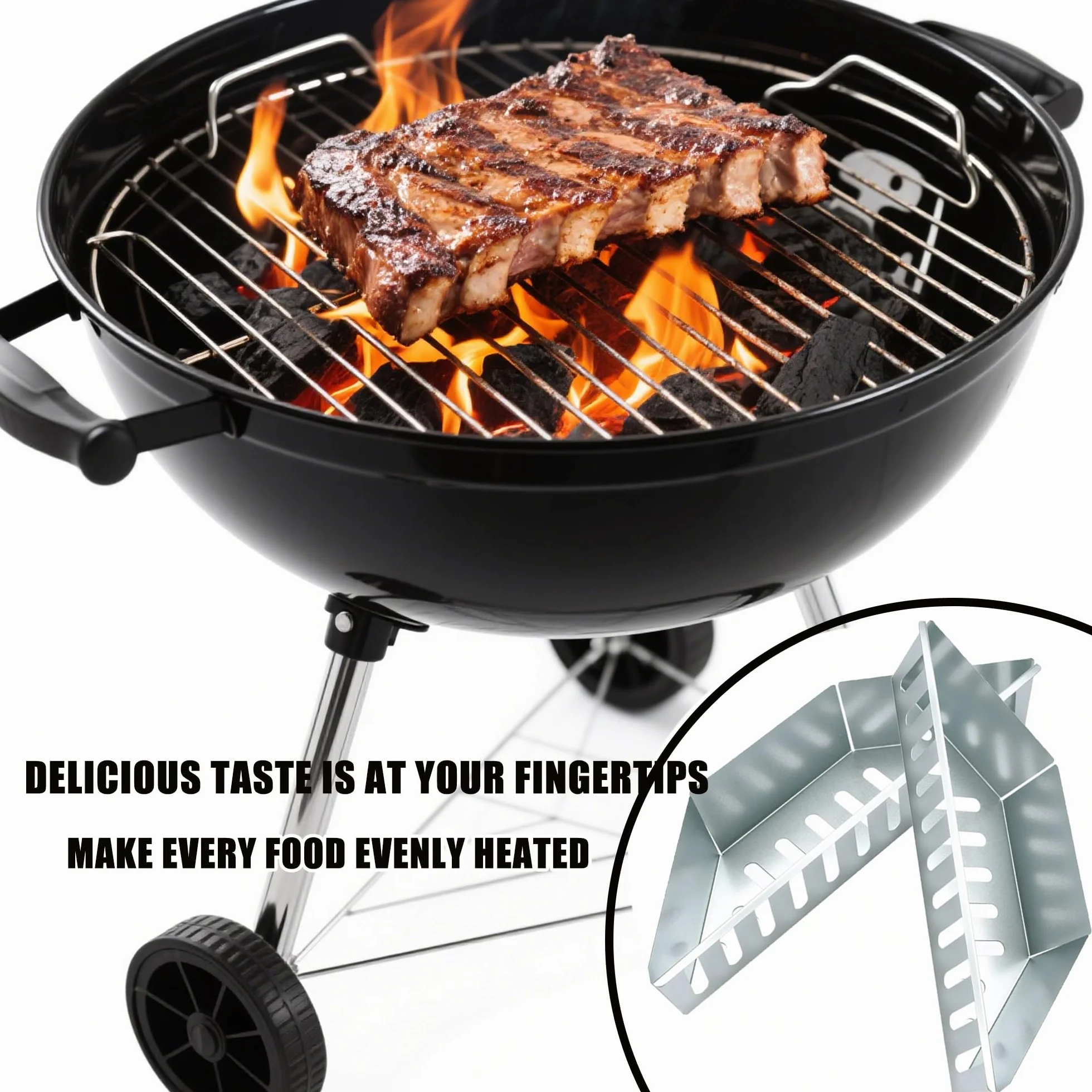 Kosze na węgiel drzewny, ze stali nierdzewnej, wykonane z wytrzymałej, ocynkowanej stali, idealne do bezpośredniego i pośredniego grillowania z węglem drzewnym, odpowiednie do wszystkich grilli