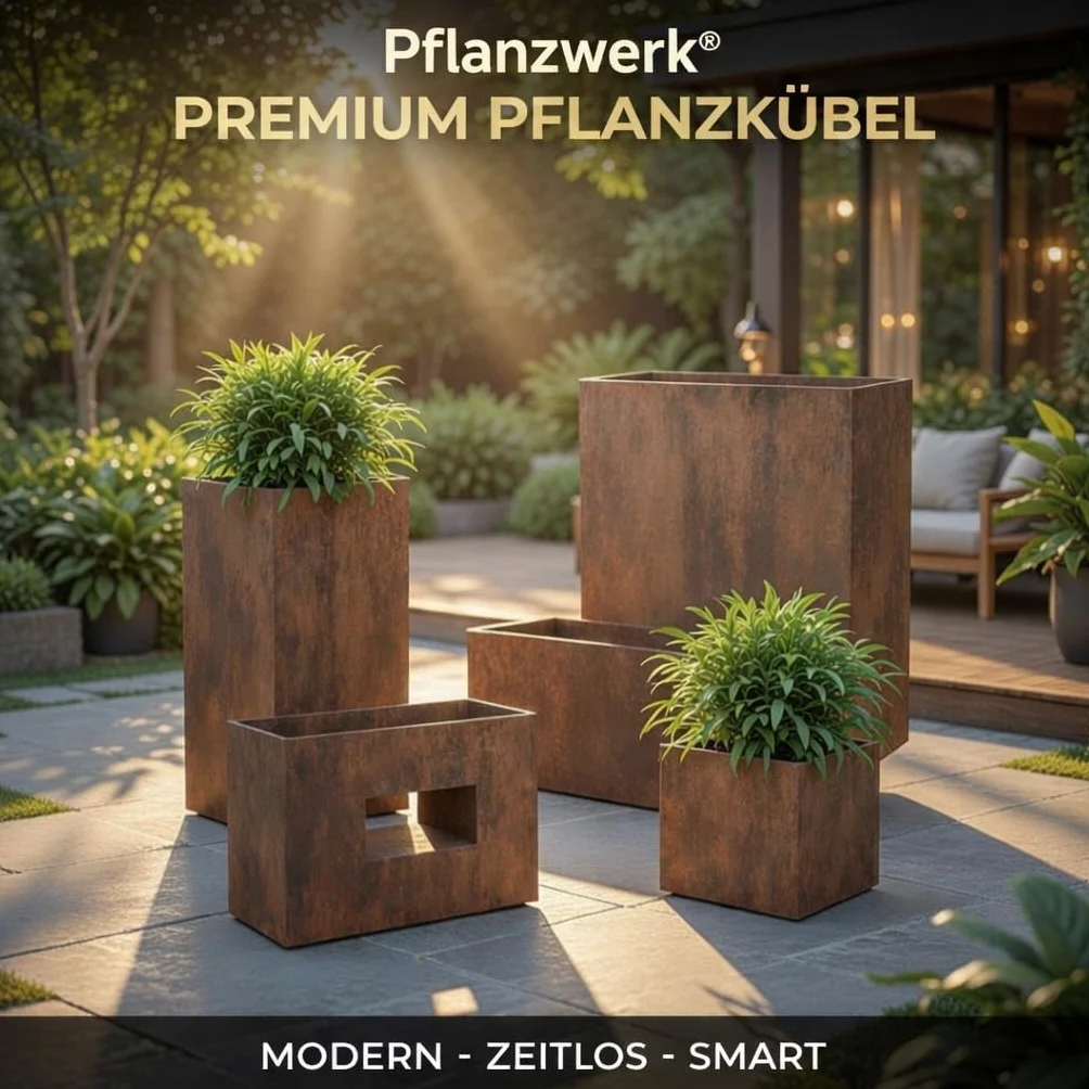 Pflanzwerk Donica z włókna szklanego tub 30 x 60 x 30 cm XXL odporna na mróz ochrona przed UV