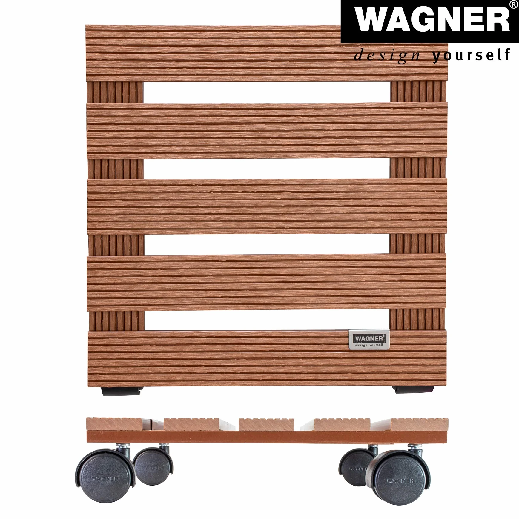 Wagner wałek do roślin WPC 29 x 29 x 8 cm, do stosowania na zewnątrz + do wnętrz, wałek do donicy z kompozytu FSC® Wood Plastic Composite, terakota, nośność 60 kg - 20051001
