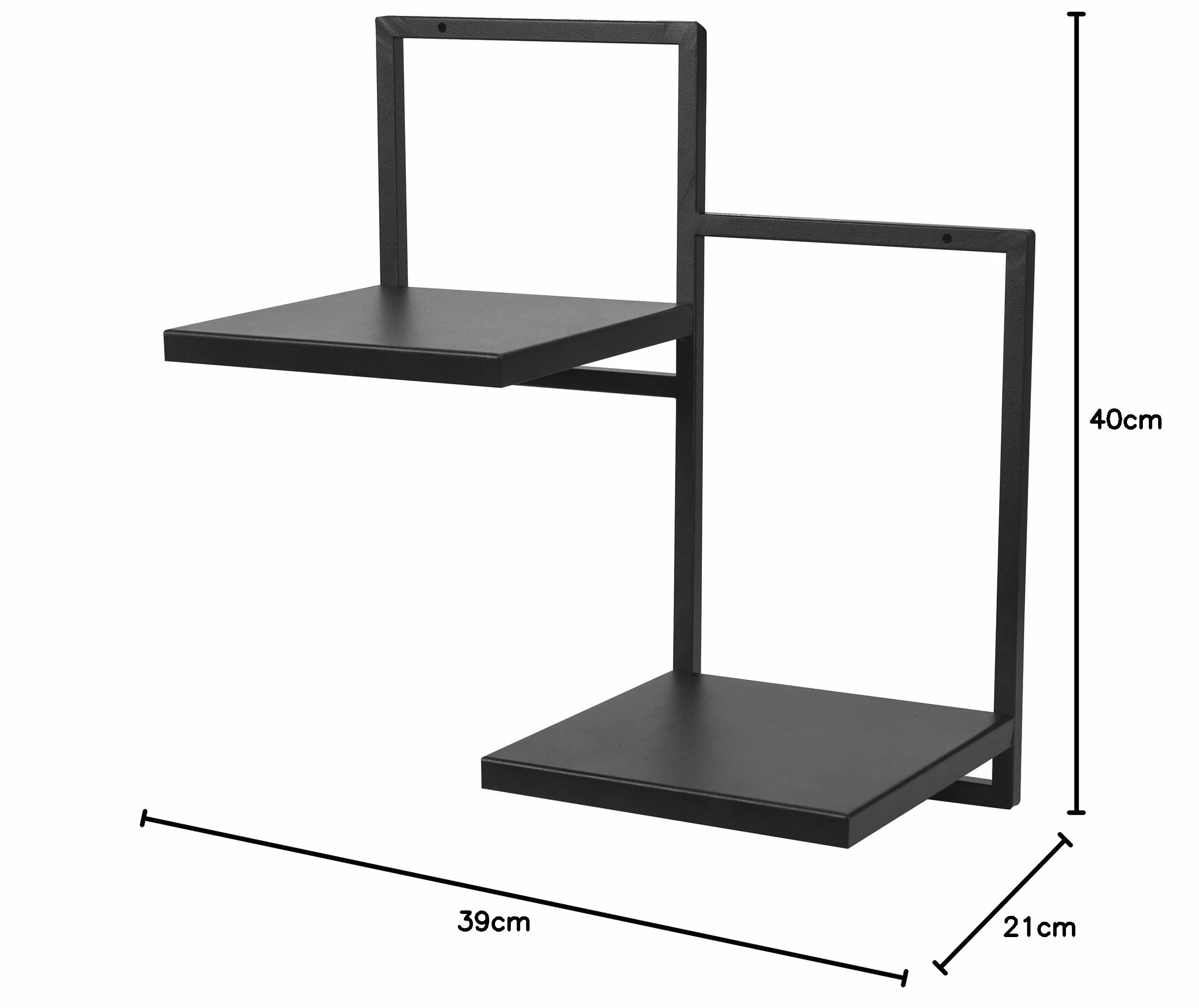 Ścienna półka na rośliny Duo Ripiani - Stojak na rośliny 2 poziomy - 39x21x40cm - kolor Czarny - Kwietnik Metalowa półka ścienna - Półka dekoracyjna - Akcesoria domowe