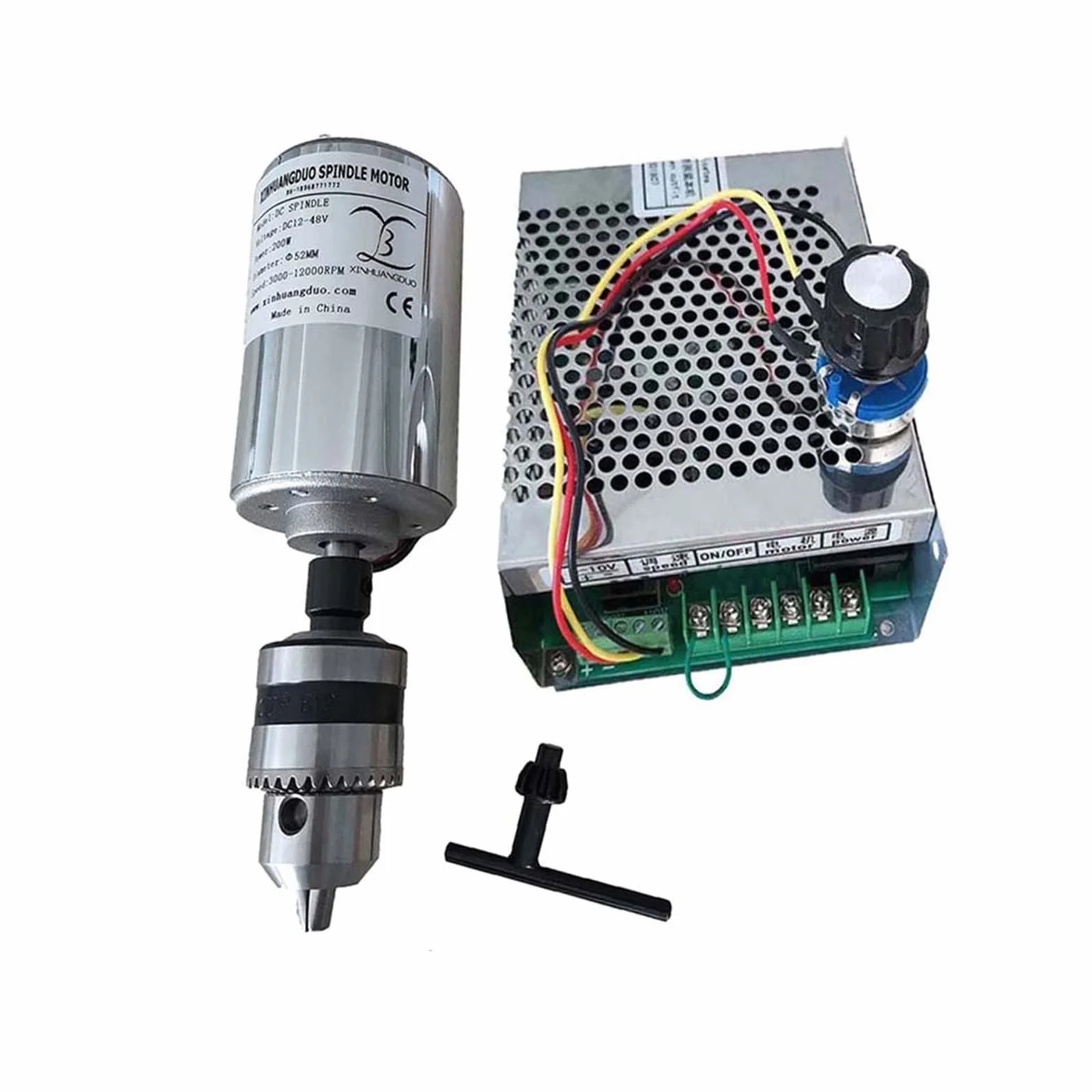 Wrzeciono CNC, Ochłodzony powietrze 0,2 kW. CNC. Spindlemotor Wiertła Głowice wrzeciona Zestaw Chuck 200W Silnik/Prędkość zasilania Gubernator do grawerowania(Package3)
