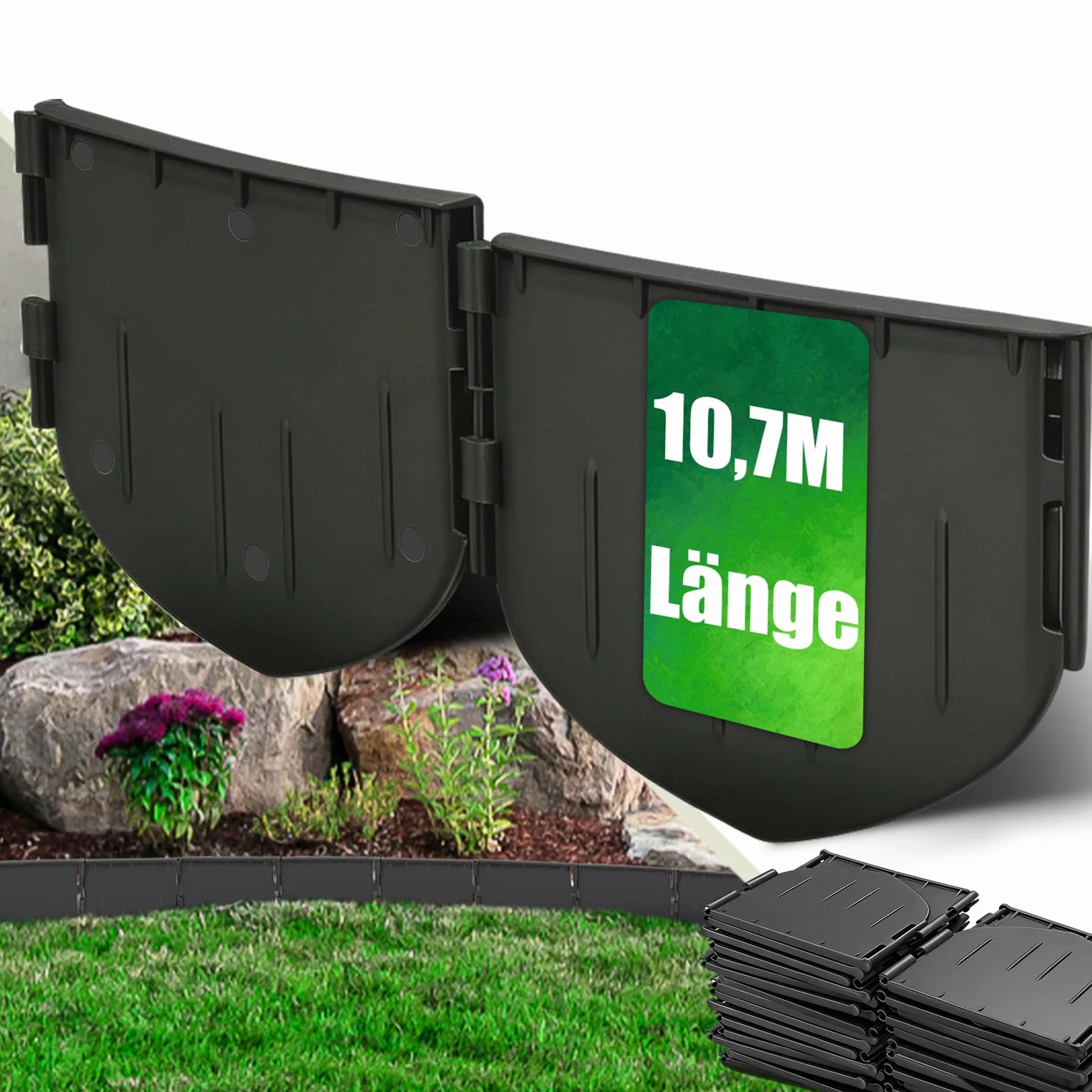 Plastikowe obrzeże trawnika 13 cm z recyklingu, stabilne, niewidoczne