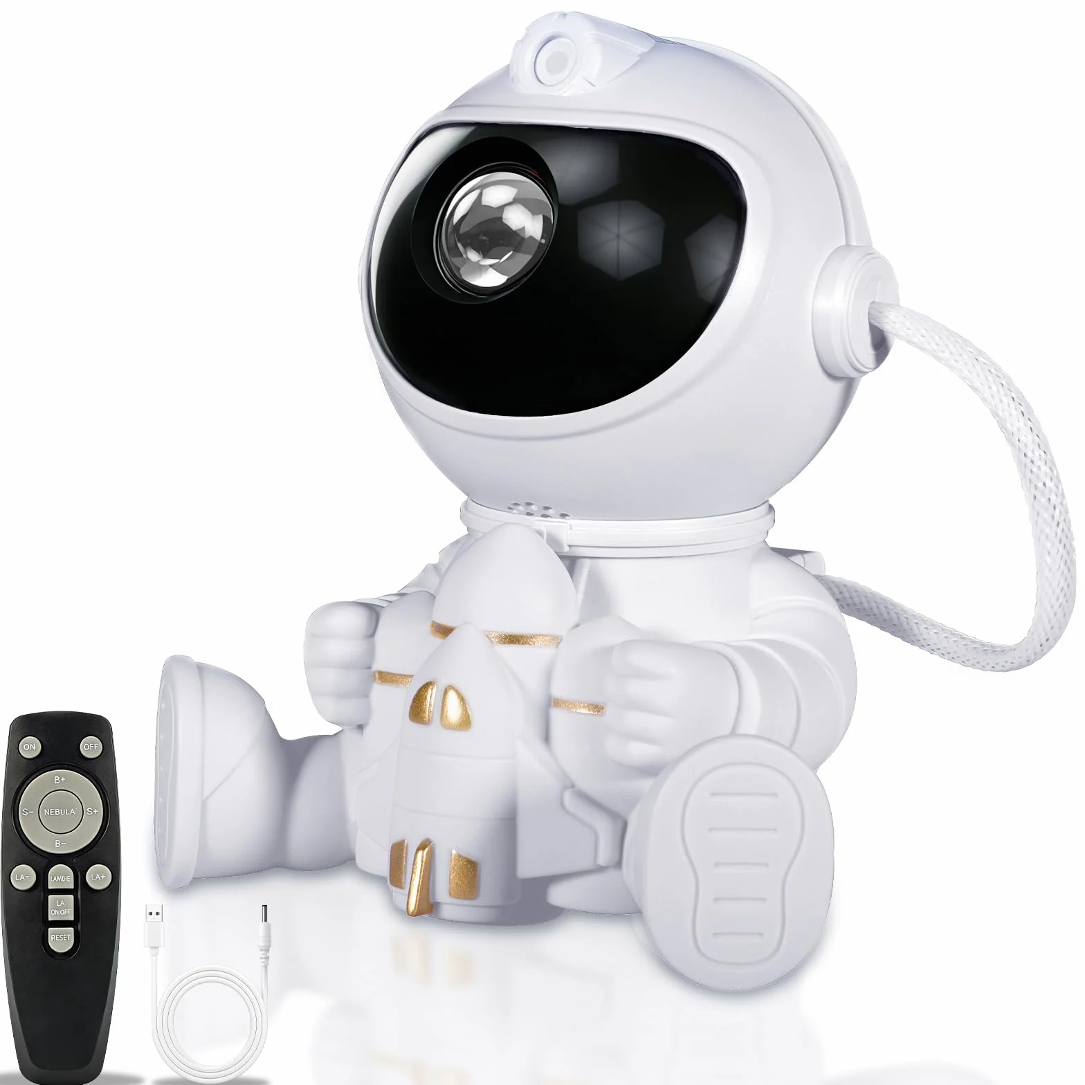 Projektor Gwiaździstego Nieba Astronauta, Lampka Nocna LED dla Dzieci i Dorosłych, 8 Efektów Mgły + 1 Gwiazda, Pilot – Idealny do Dekoracji Pokoju Dziecięcego i na Prezent Urodzinowy Light