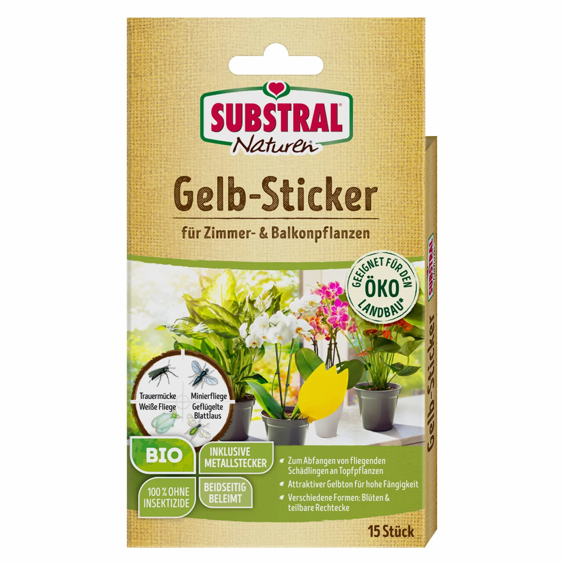 Substral 7620 Naturen Bio Pułapki Na Klej Do Ochrony Roślin, Zestaw 15 Sztuk