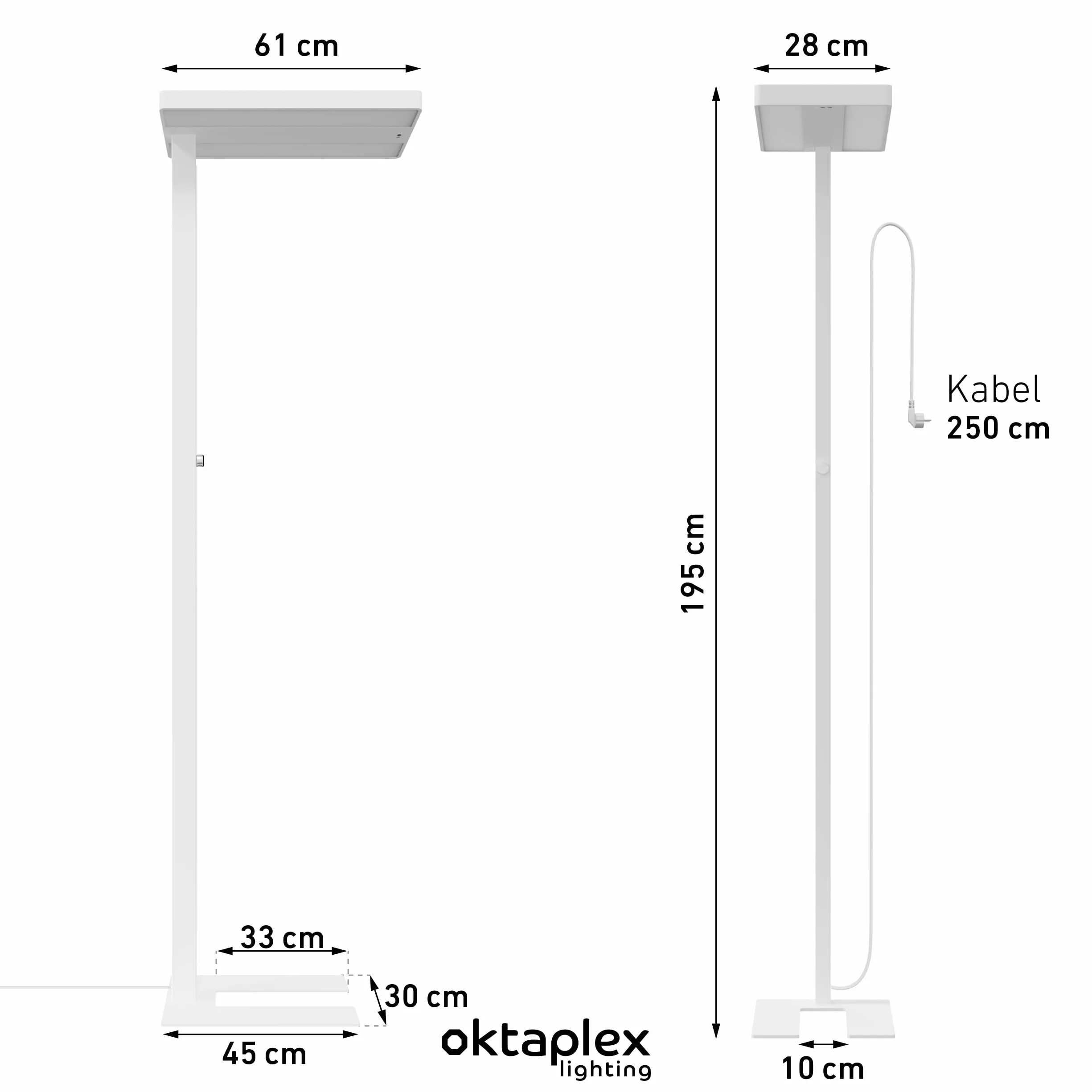 Oktaplex biurowa lampa stojąca Lyse ściemniana z czujnikiem neutralna biel 4000 K aluminiowa lampa stojąca 10400 lm światło dzienne reflektor sufitowy biały 80 W