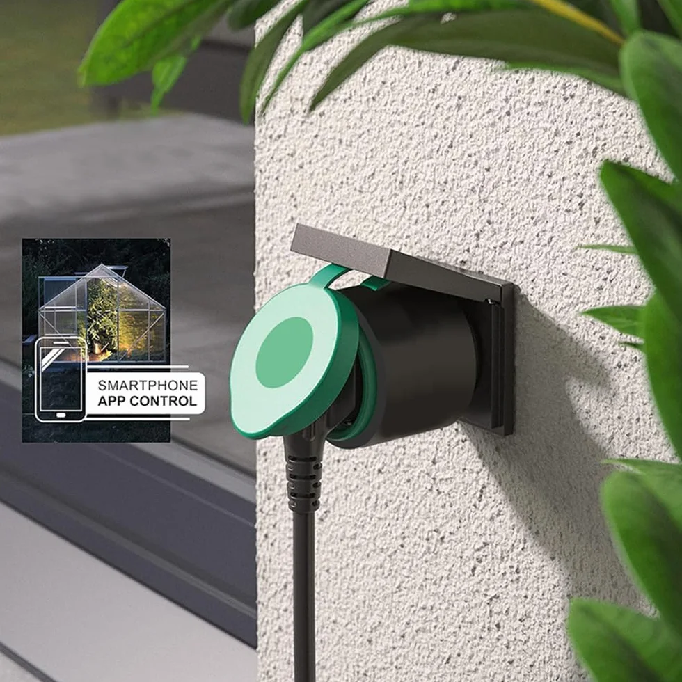 Offgridtec Gniazdko zewnętrzne Smart WiFi, sterowane za pomocą aplikacji Smart Life/Tuya, monitorowanie energii w czasie rzeczywistym, timer i sceny, kompatybilne z Alexa/Google Home, maksymalne