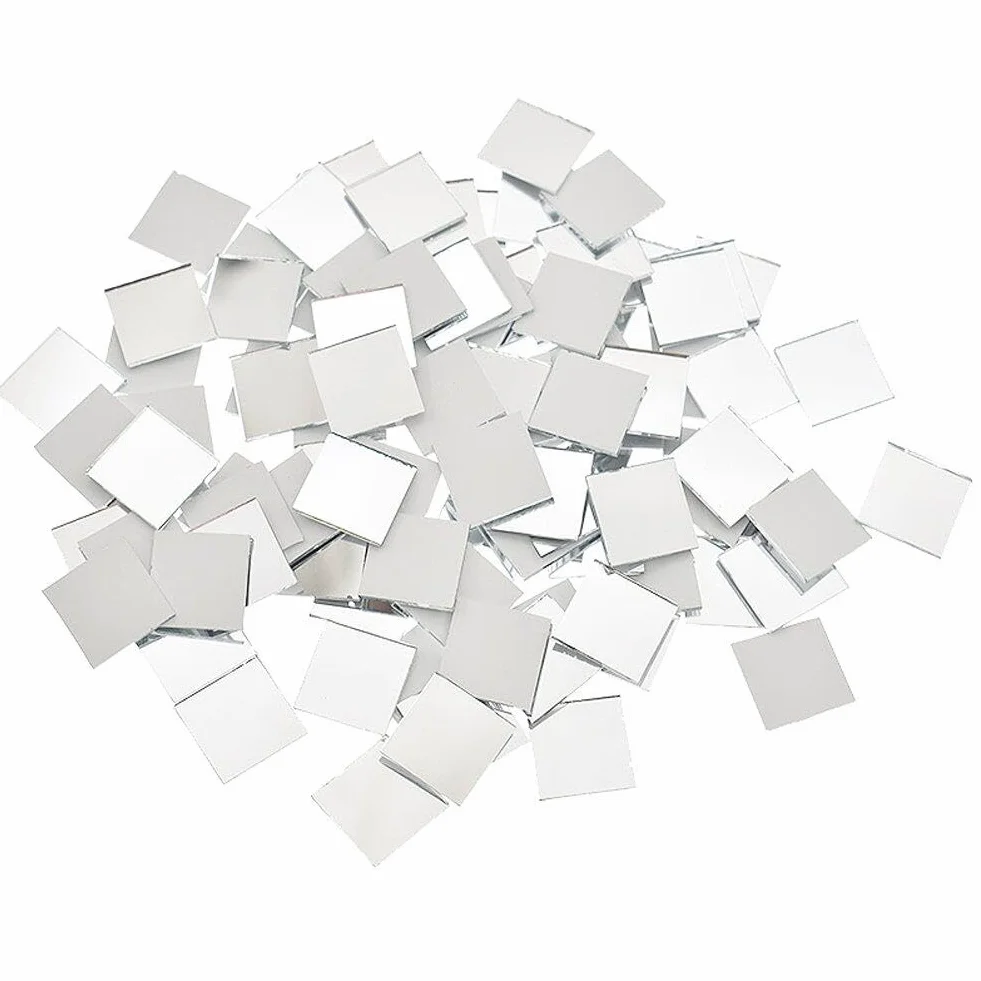 100 szt. mini szklanych luster, mozaiki, samoprzylepne płytki lustrzane, mozaika, płytki, arkusze lustrzane, do samodzielnego wykonania, dekoracji rzemieślniczej, 100 szt