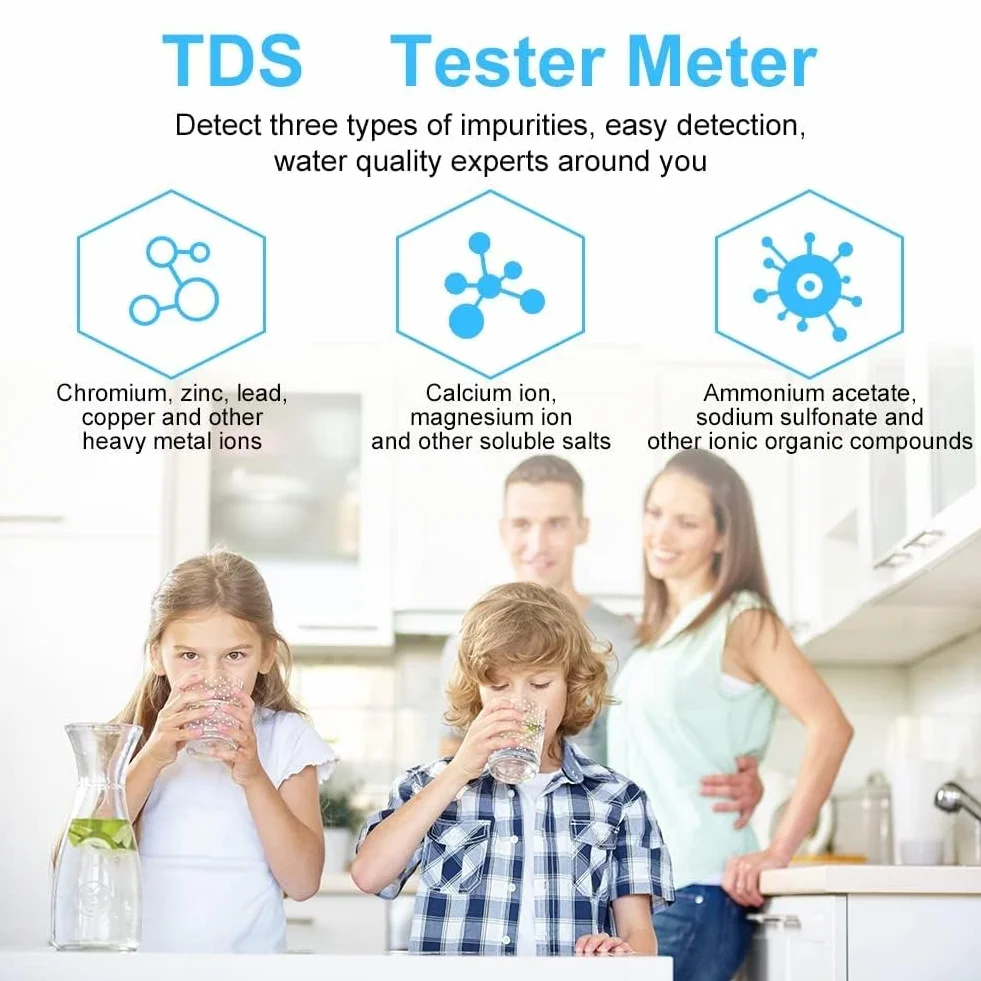 Flintronic Test jakości wody, miernik TDS, dokładność odczytu +/- 2%, tester wody TDS/Temp 2 w 1, do wody pitnej, basenu, hydroponiki, akwarium