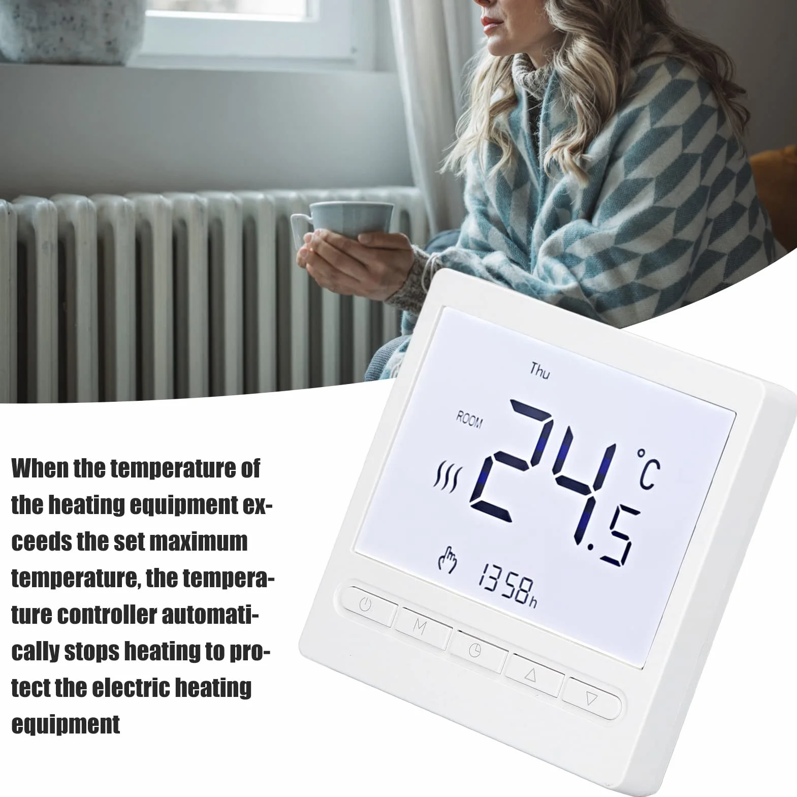 Inteligentny Termostat Domowy Inteligentny Termostat Grzewczy do Wody Ogrzewanie Elektryczne Piec ścienny 220V Duży Wyświetlacz LCD
