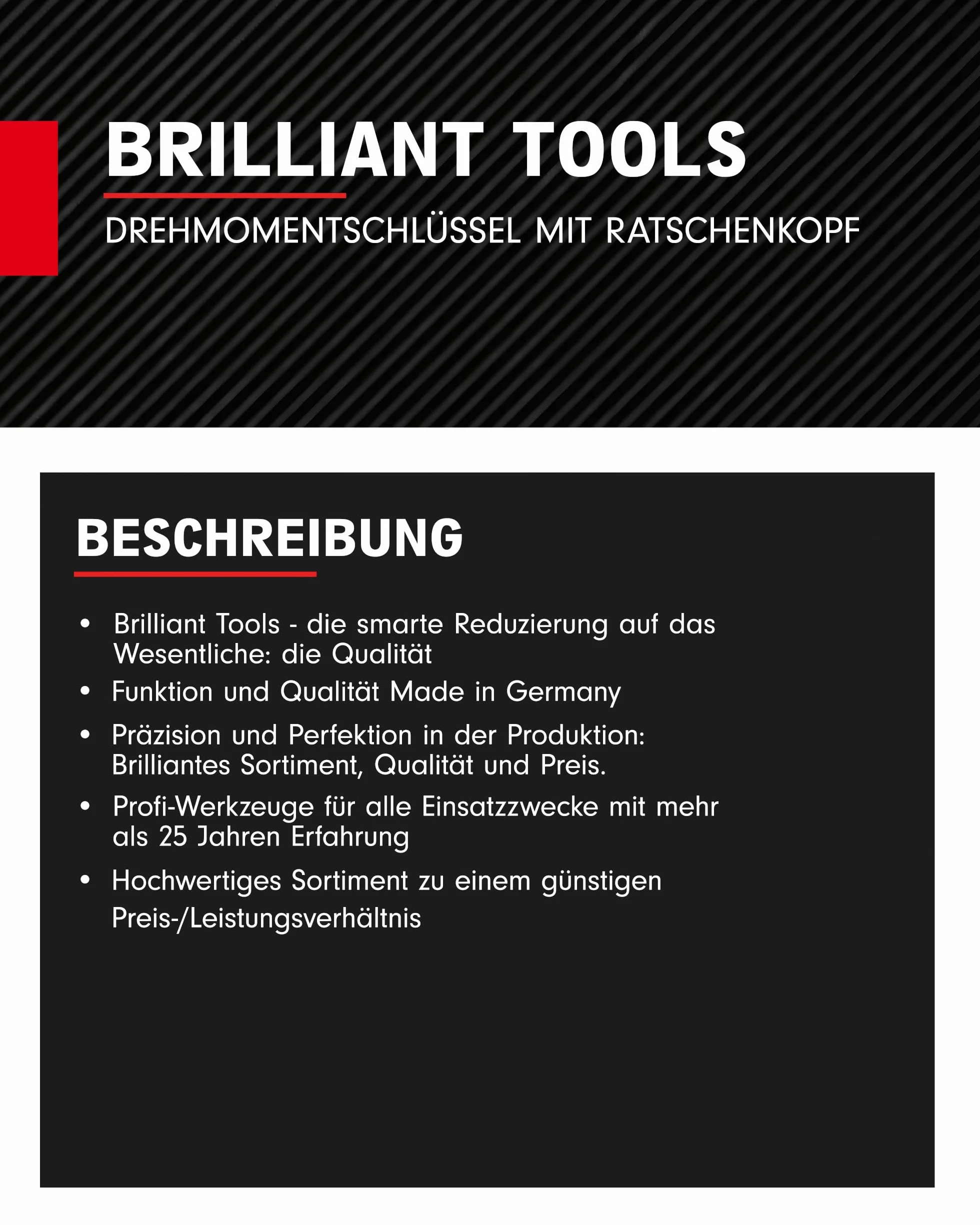 BRILLIANT TOOLS BT141906 1/4" Klucz dynamometryczny z przełączaną głowicą grzechotkową, 1 - 25 Nm [Powered by KS TOOLS]