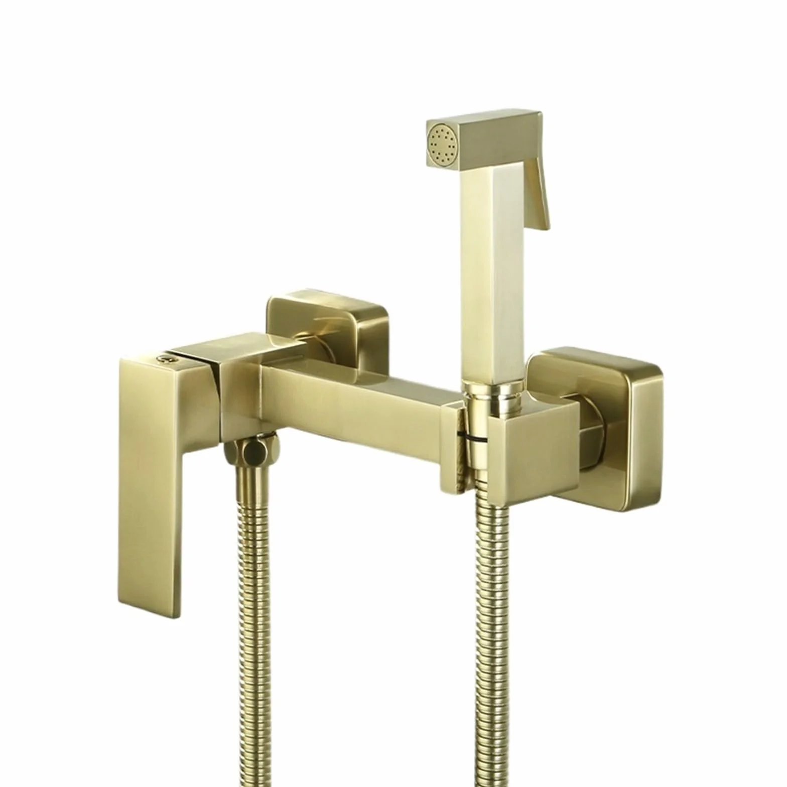 Bidet Bateria prysznicowa w kolorze złotym, higieniczny opryskiwacz, bateria natryskowa, bateria z mieszaczem ciepłej i zimnej wody, czarna bateria toaletowa (szczotkowany złoty)