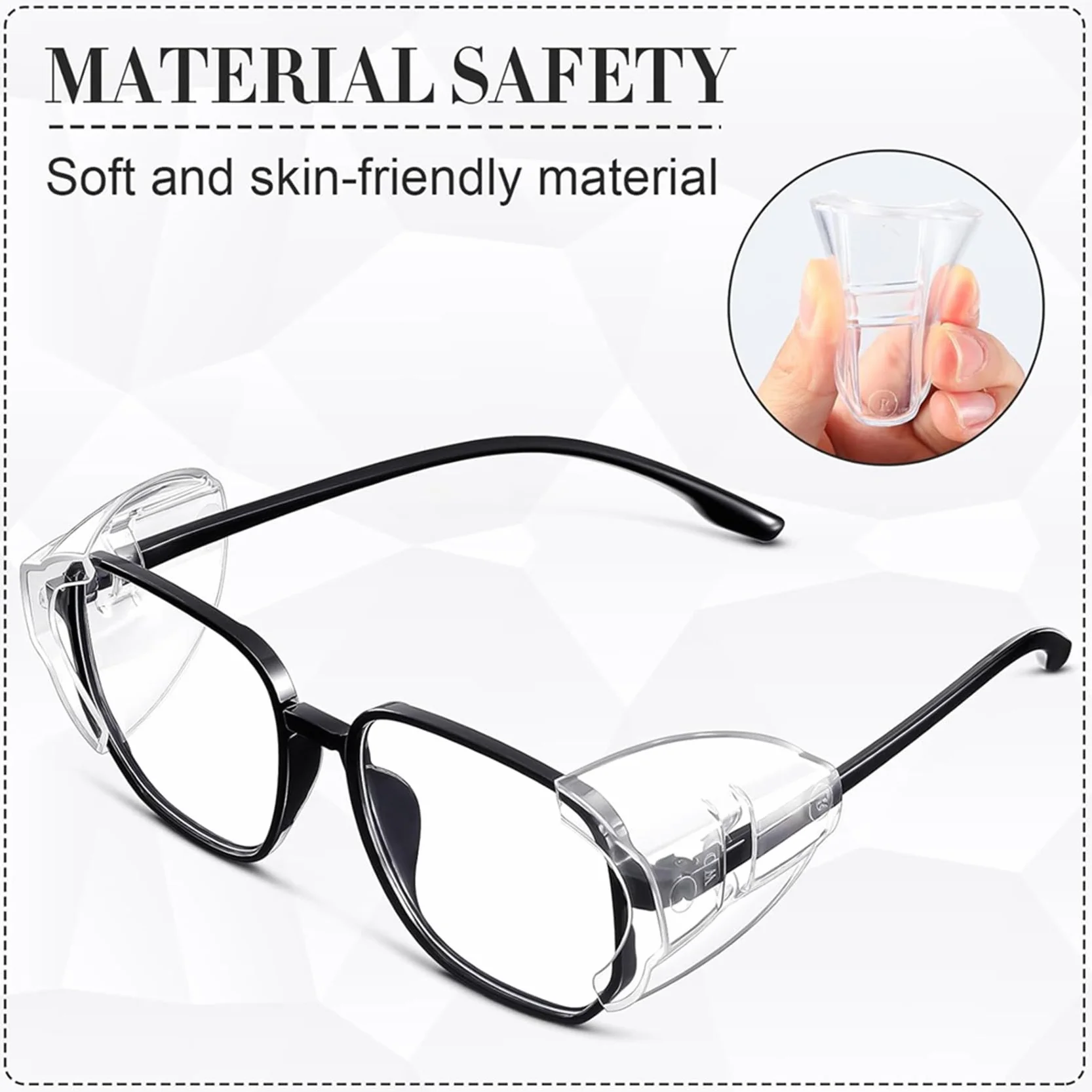 90X Okulary Ochronne Osłony Boczne do Okularów Korekcyjnych Slipon SideShields Osłony Boczne Przezroczyste