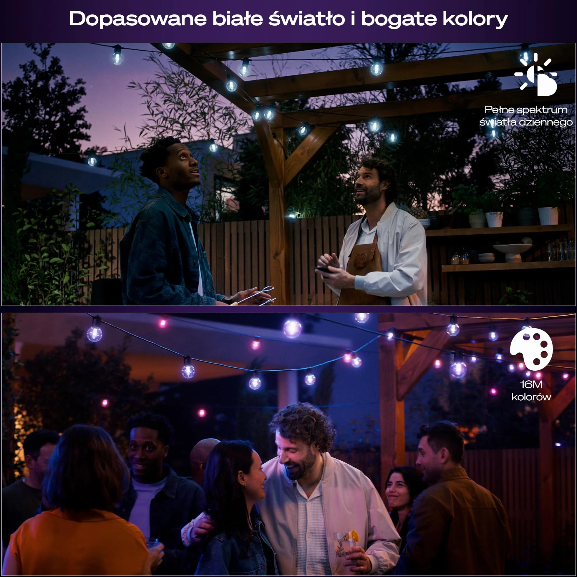 Philips Hue Festavia Globe Oświetlenie Zewnętrzne 7M 10 Żarówek Ściemniane Kompatybilne z Alexa Google Assistant Apple Home