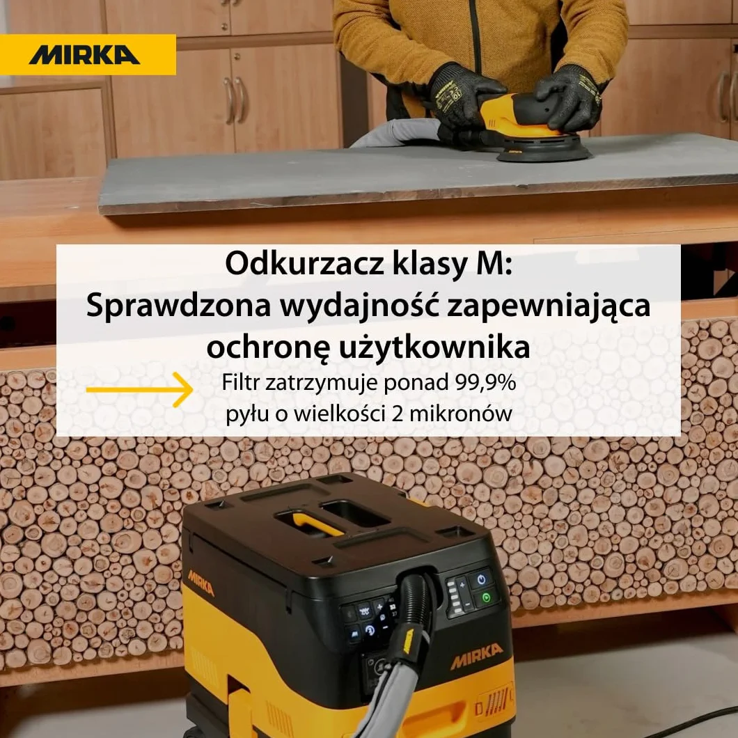 MIRKA DEXOS 1217 AFC - odkurzacz przemysłowy klasy M z automatycznym systemem czyszczenia i wężem 4 m - do szlifierek i warsztatów