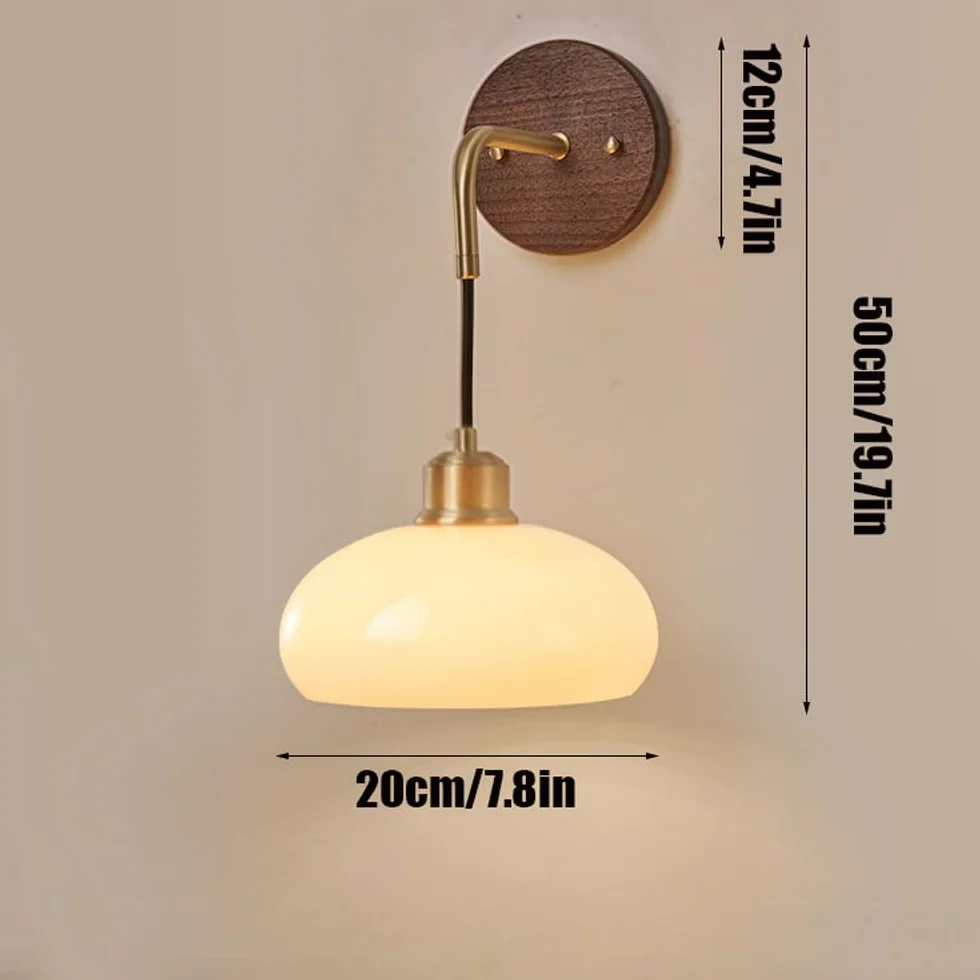 Mosiężna lampa ścienna z litego drewna w paski szklany klosz Lampka nocna Kinkiety Oświetlenie Ścienne Nowoczesna lampa ścienna E27 Oświetlenie wewnętrzne do salonu Restauracja