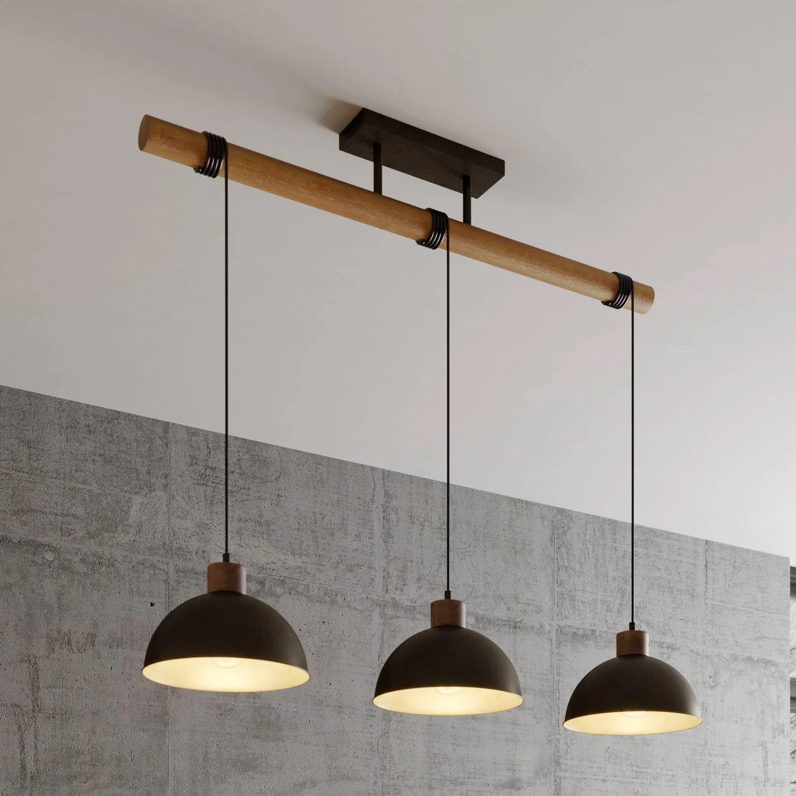 Lindby 3 -punktowa 'Holgar', styl industrialny, m. in. do salonu, jadalni, kolor zielony, metal, żarówka E27