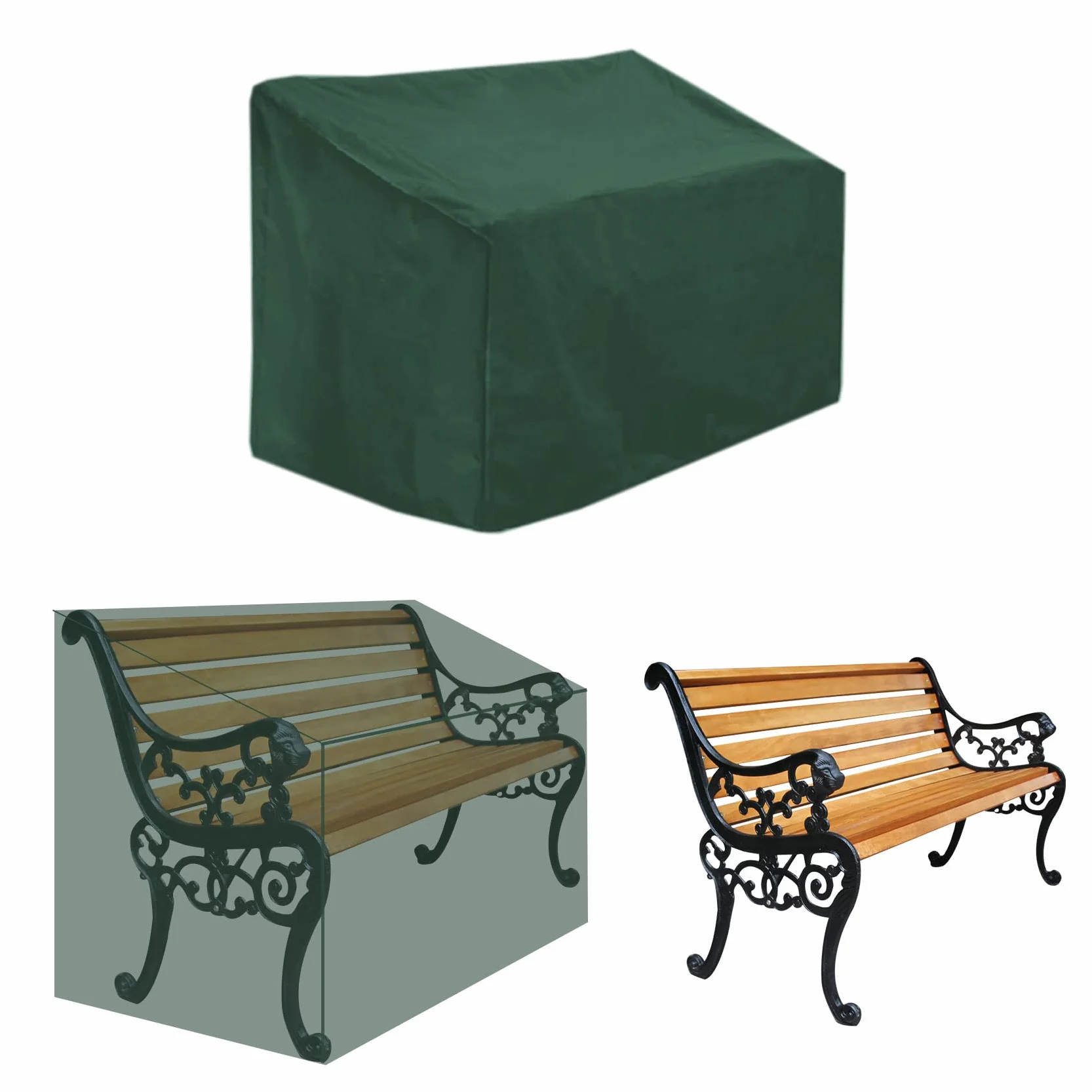Pokrowiec ochronny na ławkę ogrodową wodoszczelny Oxford 210D 134x66x89 cm zielony