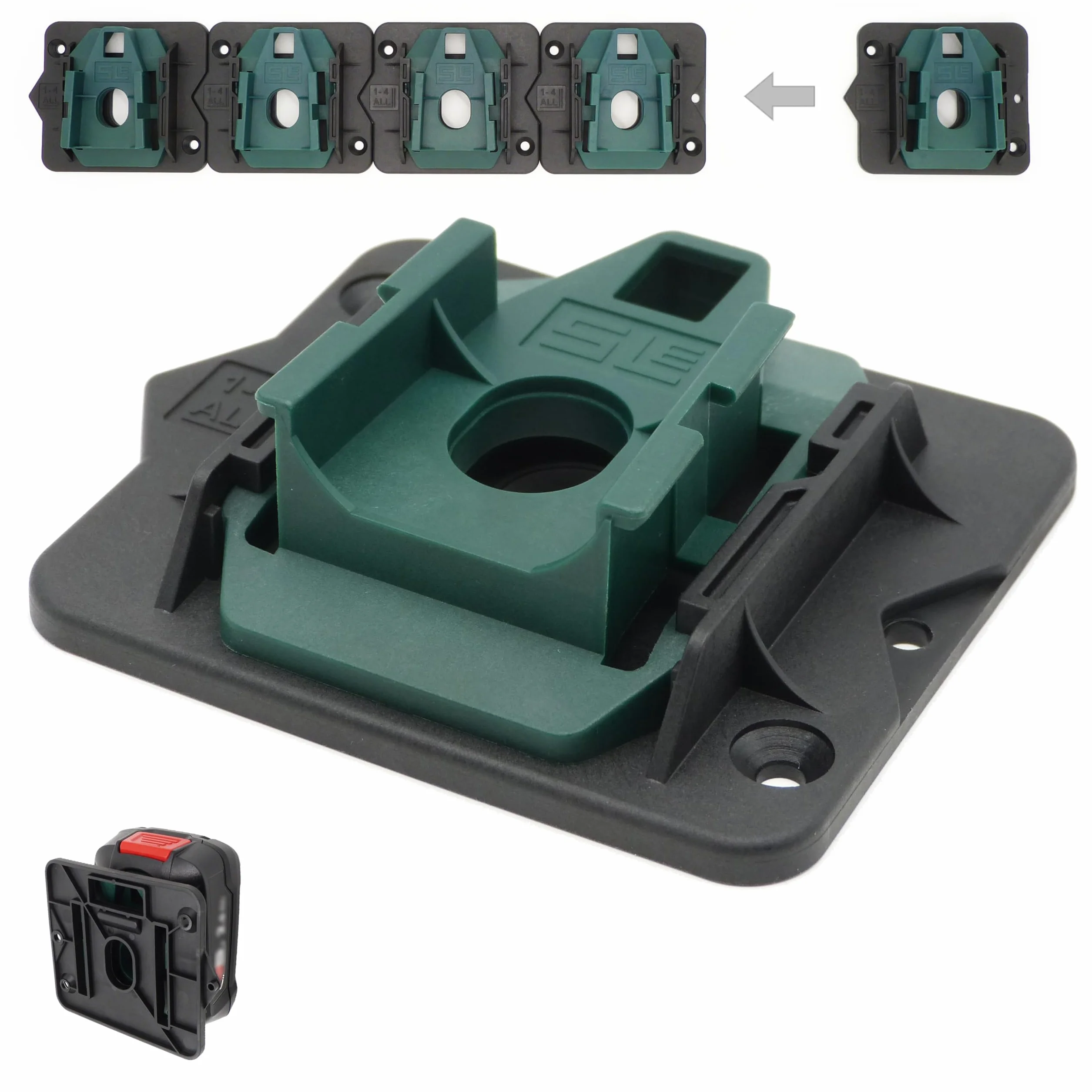 SLE profesjonalny uchwyt na akumulator do Bosch 18 V POWER FOR ALL PBA Home & Garden akumulator uchwyt ścienny uchwyt ścienny zielony