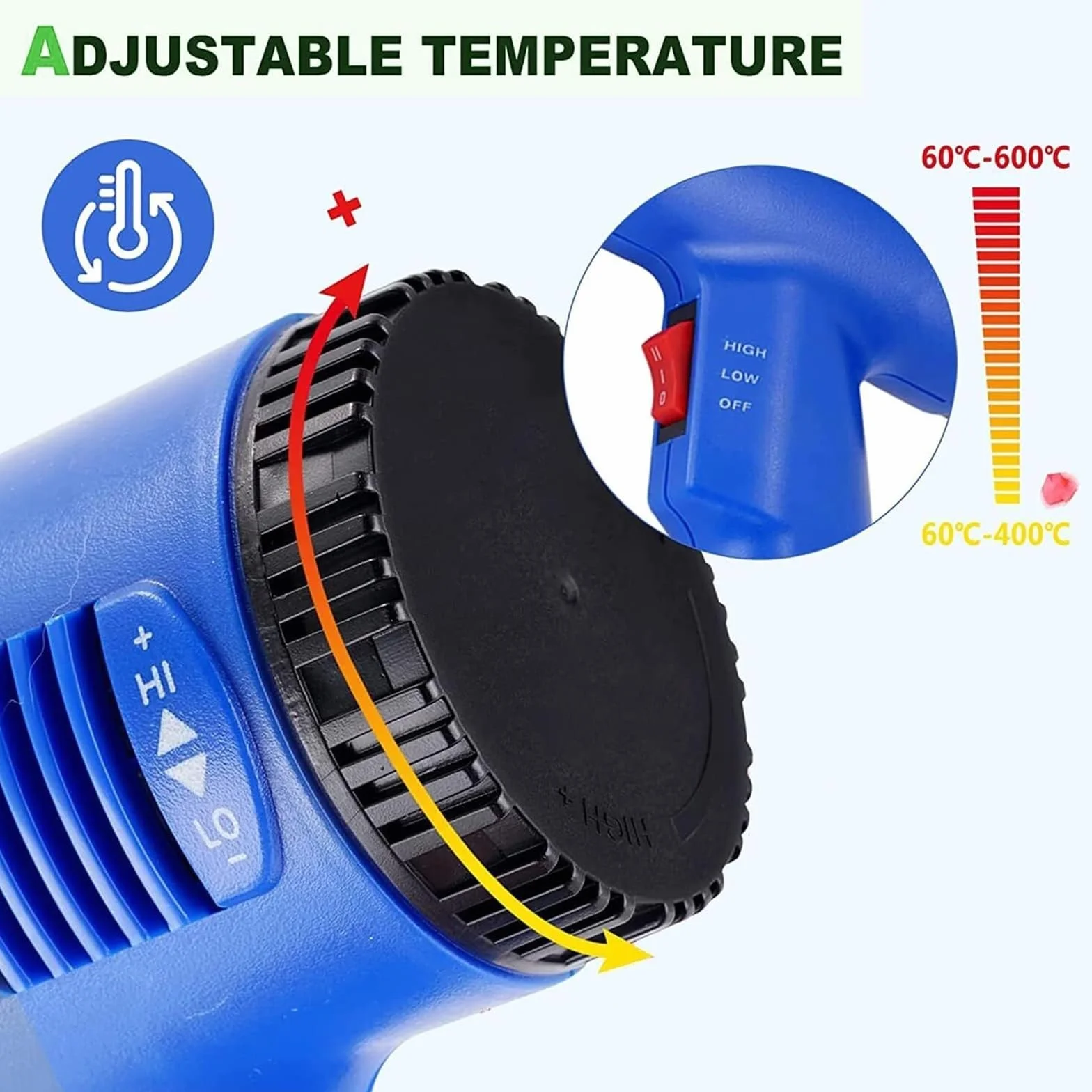 Przenośny pistolet termokurczliwy z cyfrową regulacją temperatury, opalarka z regulacją temperatury do termokurczliwości kapsułek PVC, a