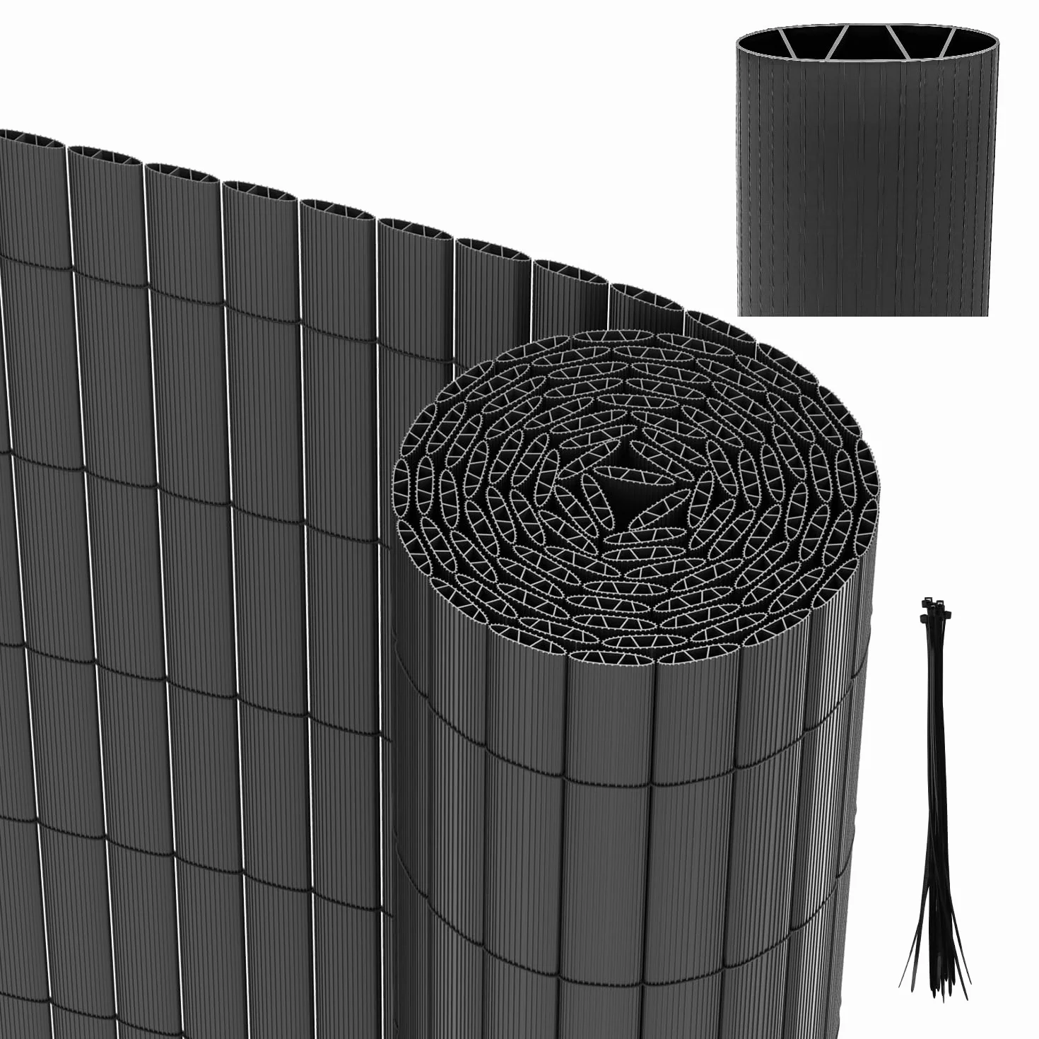 Mata maskująca z PCW 160x600cm Standard czterokrotne wzmocnienie wewnętrzne antracyt