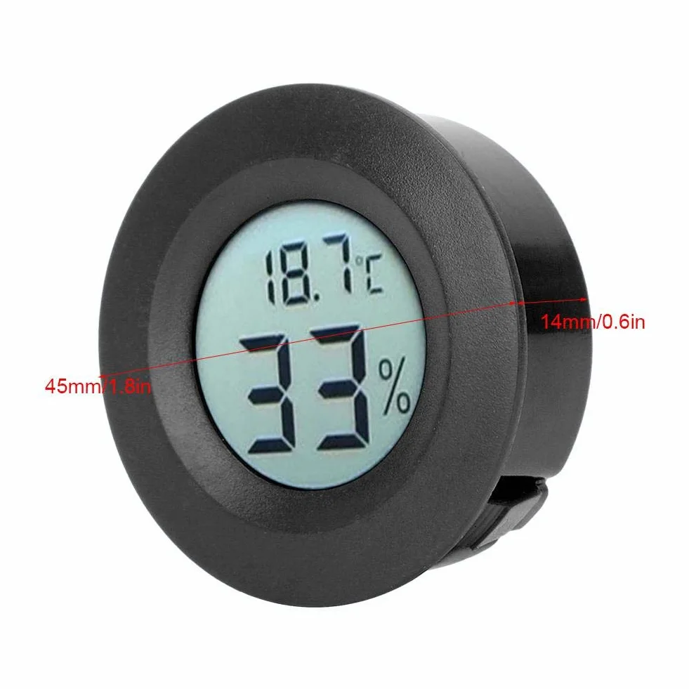 Termometr Pokojowy LCD Okrągły Wyświetlacz Mini Wilgotności Czarny