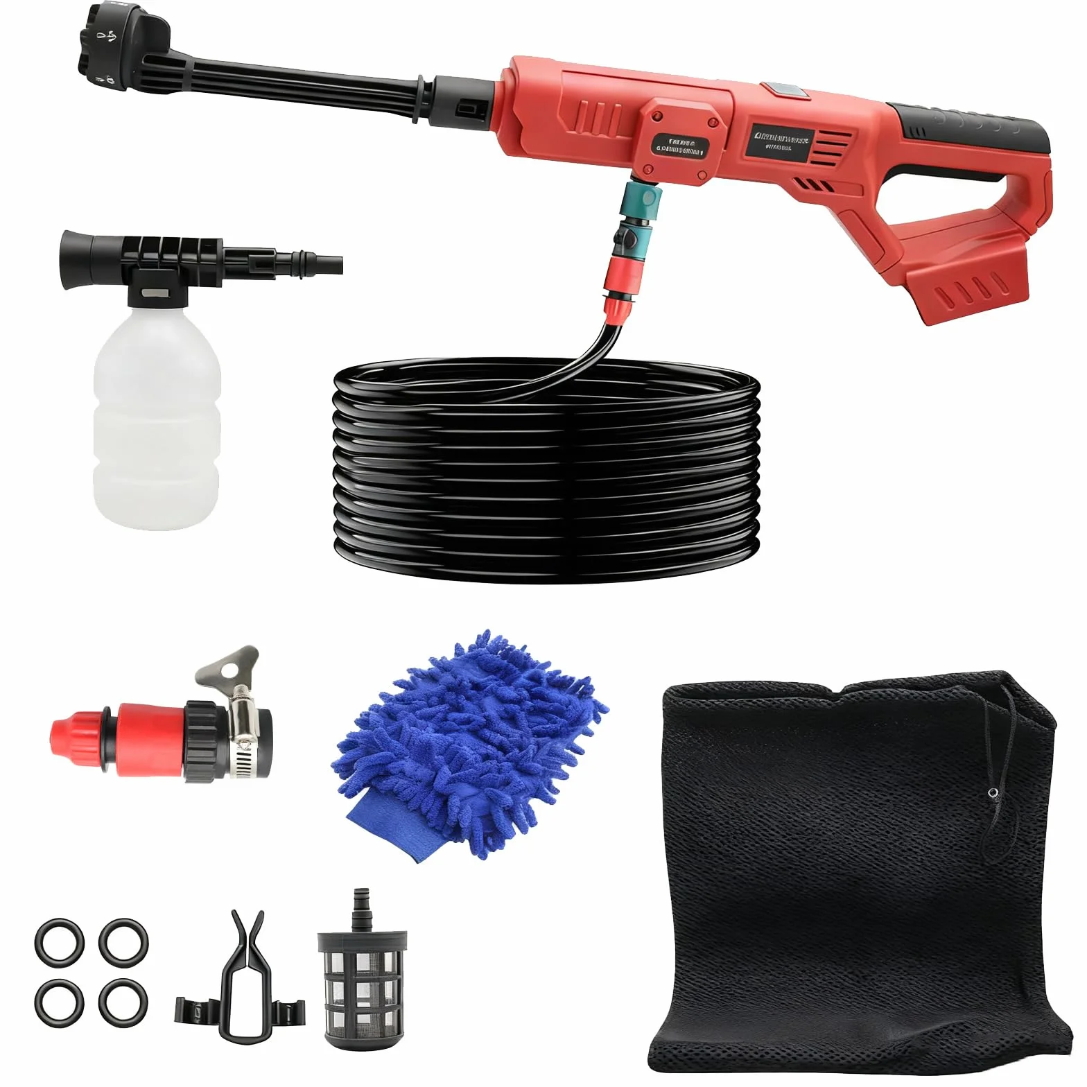 Akumulatorowa myjka wysokociśnieniowa 69 barów/1000 psi, Aartner 6 w 1, kompatybilna z akumulatorem Milwaukee 18 V, przenośny akumulatorowy pistolet do czyszczenia bez akumulatora do samochodów, okien