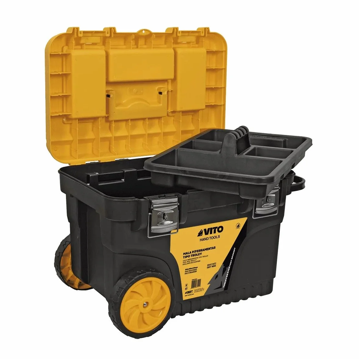 Rolnictwo/skrzynka na narzędzia budowlane 595 x 380 x 420 mm na kółkach VITO Tool o wysokiej wytrzymałości teleskopowy uchwyt